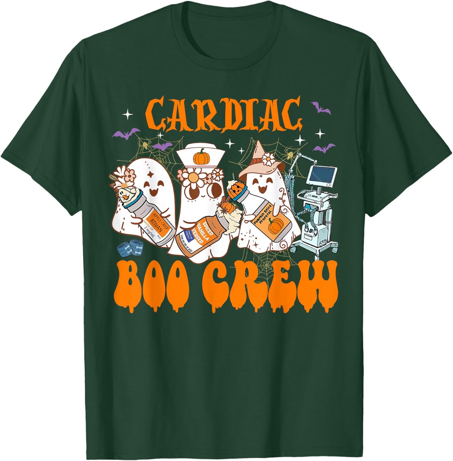 Cardiac Nurse Halloween Anesthetist Boo Crew Squad T-Shirt - T-Shirt | Forest