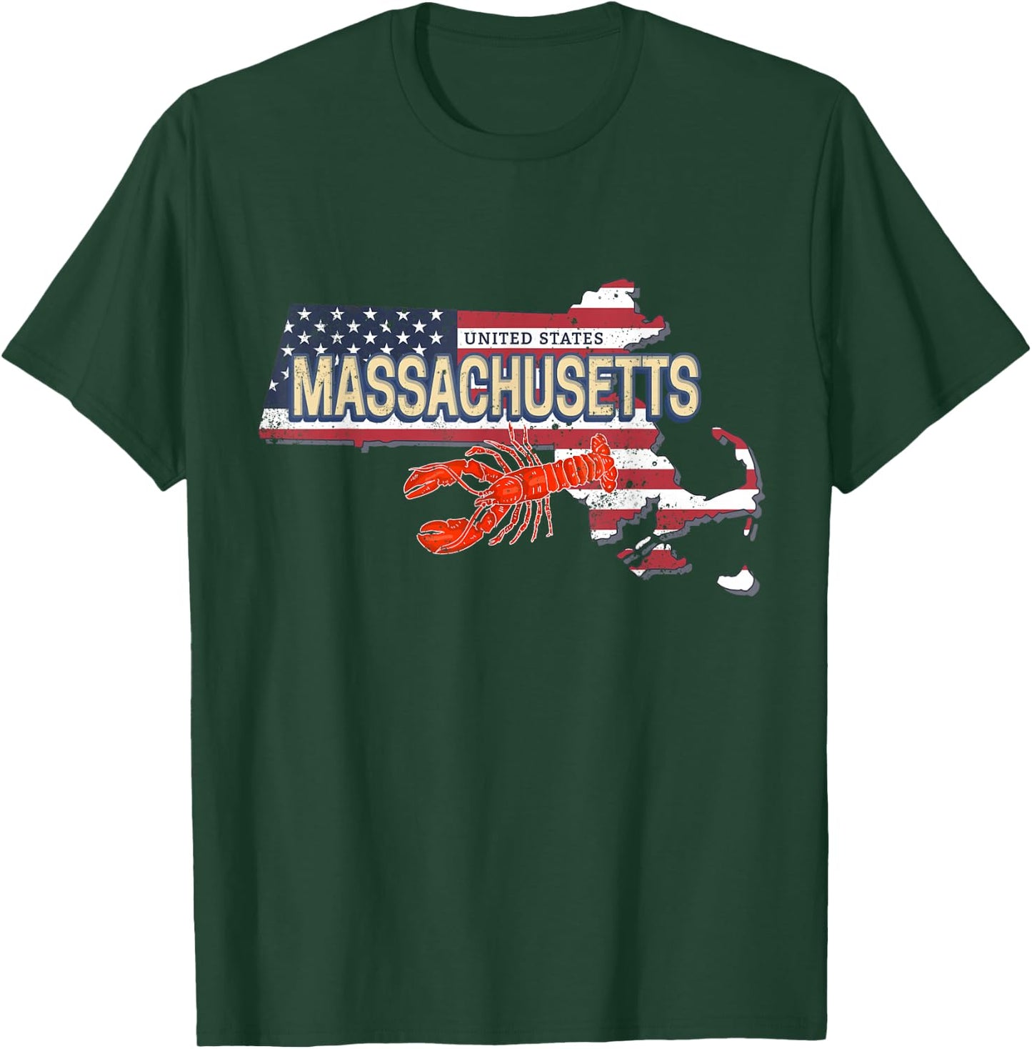 Massachusetts in United States with Map Vintage USA Souvenir T-Shirt - T-Shirt | Forest