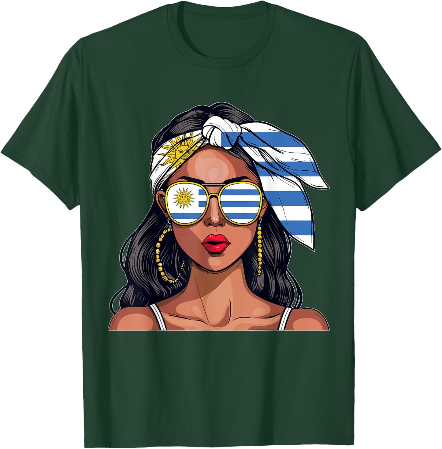 Uruguayan Souvenirs Products Woman Flag Uniform Uruguay T-Shirt - T-Shirt | Forest