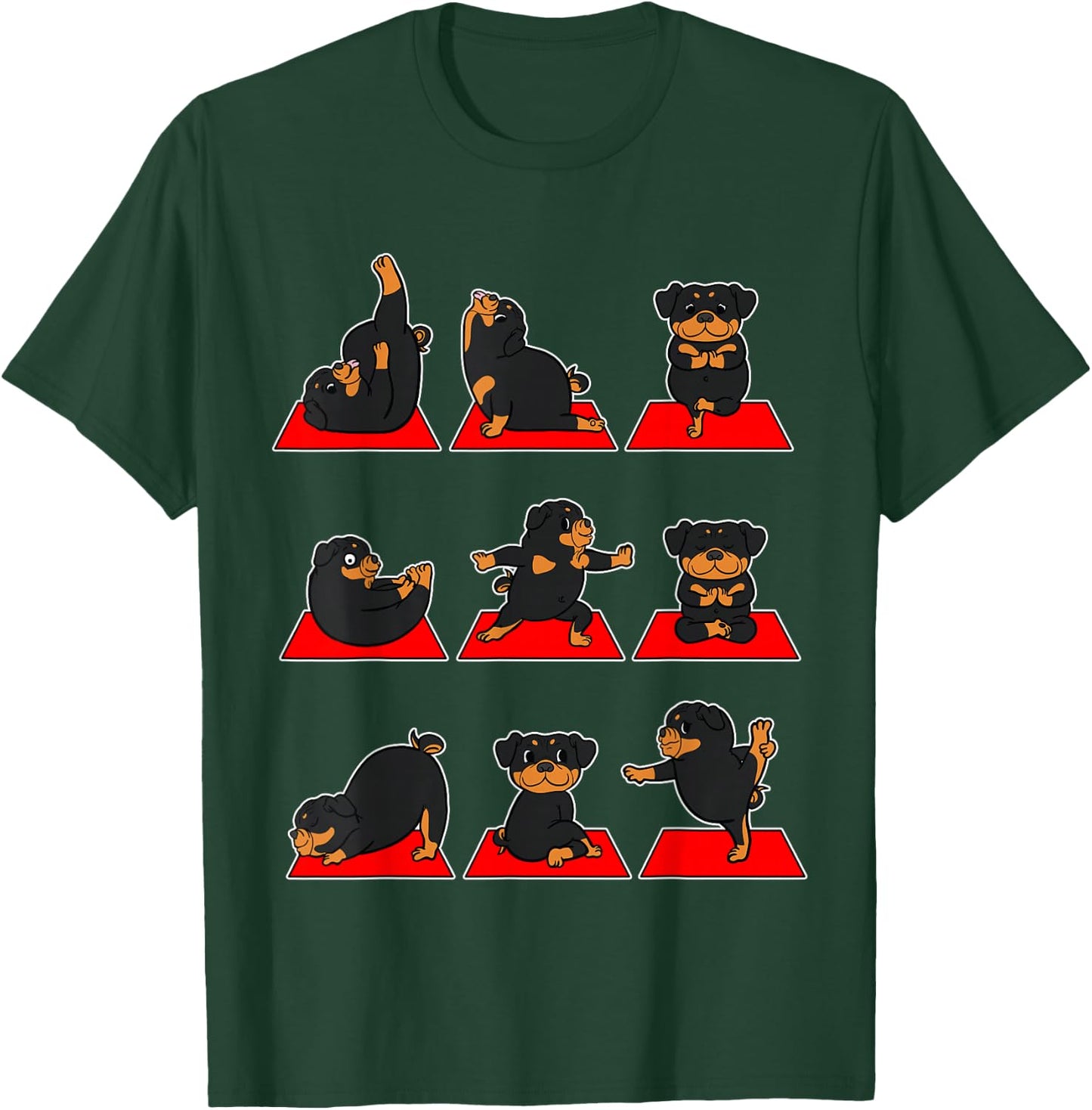 Rottweiler Yoga Student Teacher Meditation Namaste T-Shirt - T-Shirt | Forest