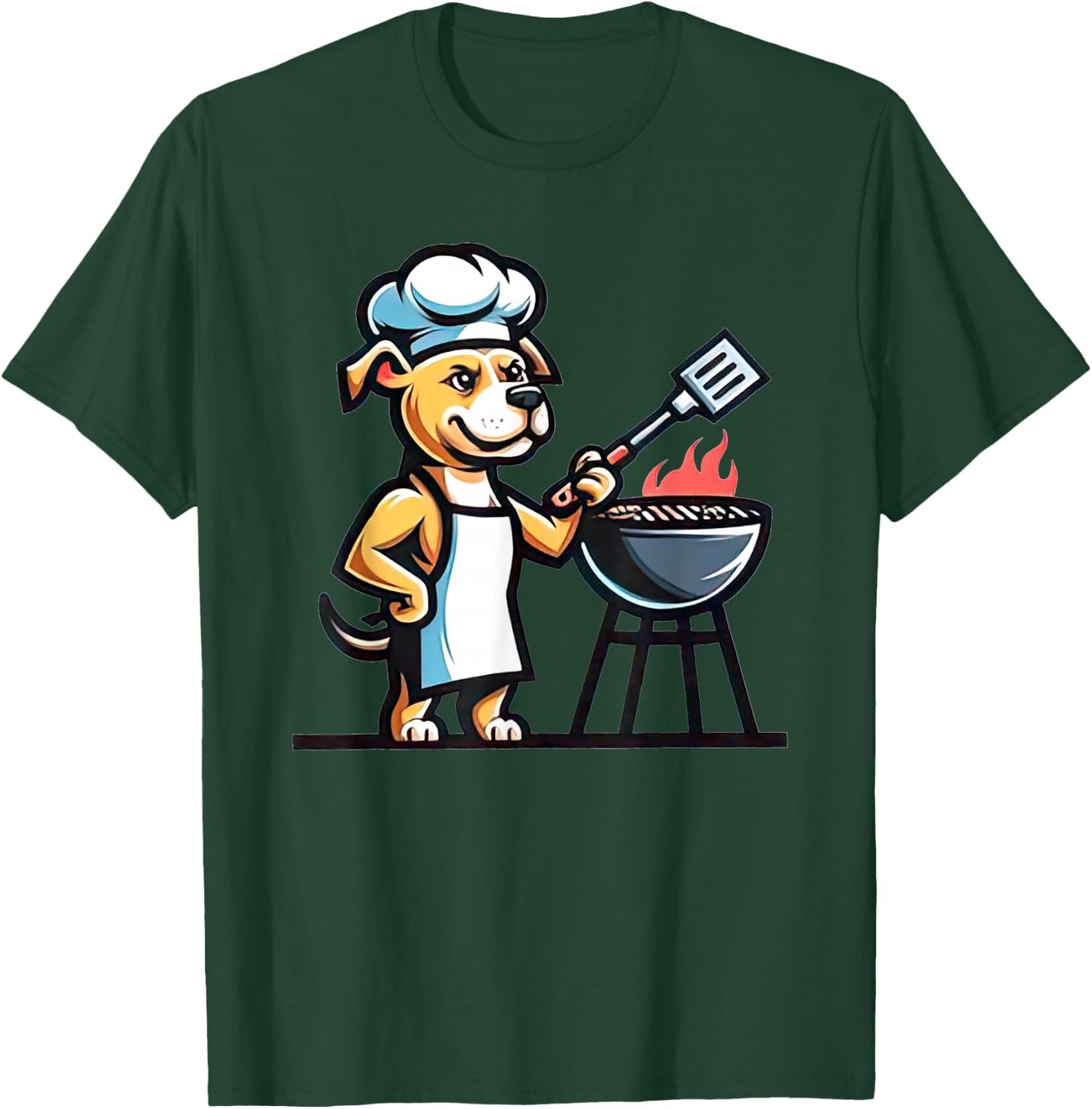 Pitbull Dog Doing Barbecue Dog Lover Funny Grill Master T-Shirt - T-Shirt | Forest