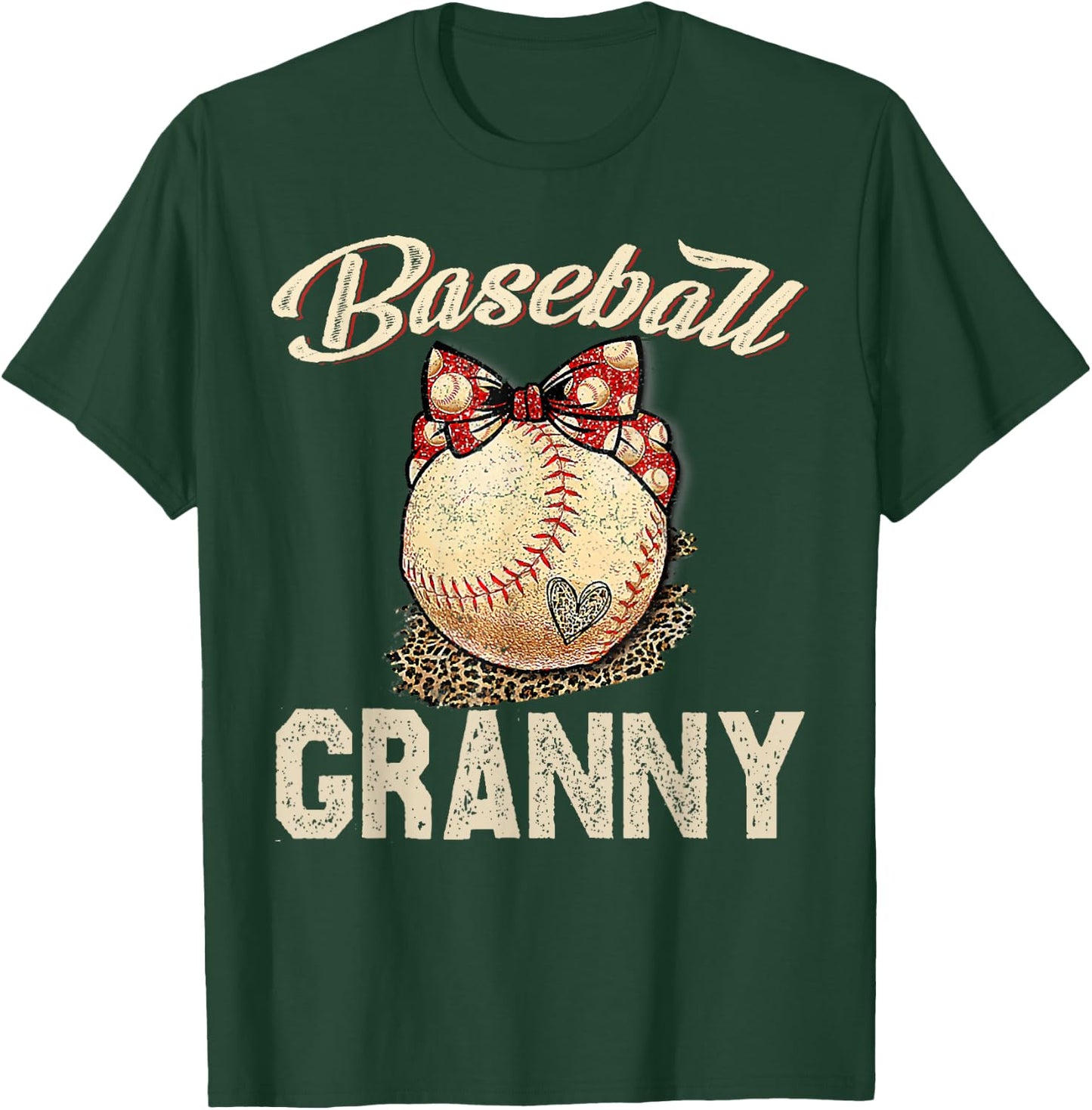 Softball Baseball Granny Shirt Leopard Mother's Day Gifts T-Shirt - T-Shirt | Forest