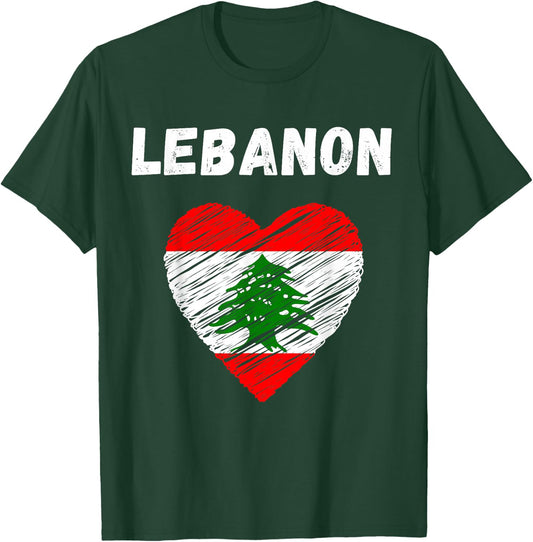 Lebanon Flag Holiday Lebanon Heart Lebanese Flag T-Shirt - T-Shirt | Forest