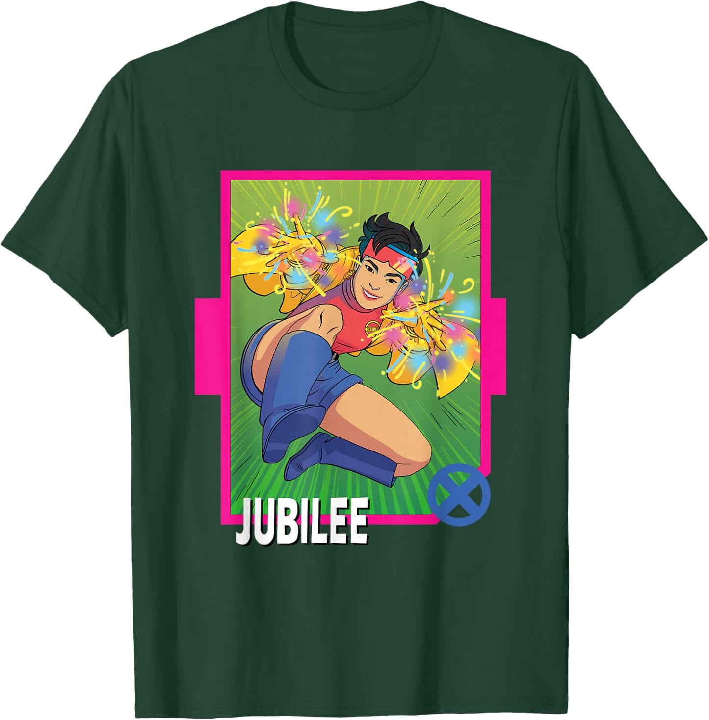 Marvel X-Men '97 Classic Jubilee Vintage Super Hero Card T-Shirt - T-Shirt | Forest
