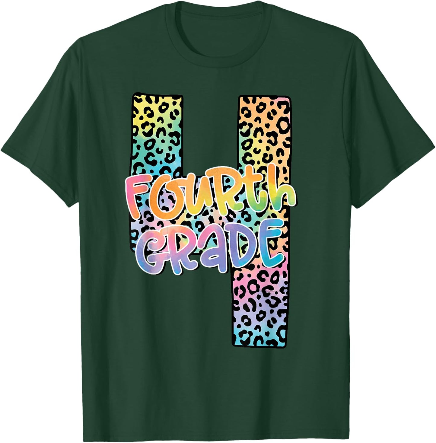 Fourth Grade Leopard Tie Dye Back To School 4th Grade Team T-Shirt - T-Shirt | Forest