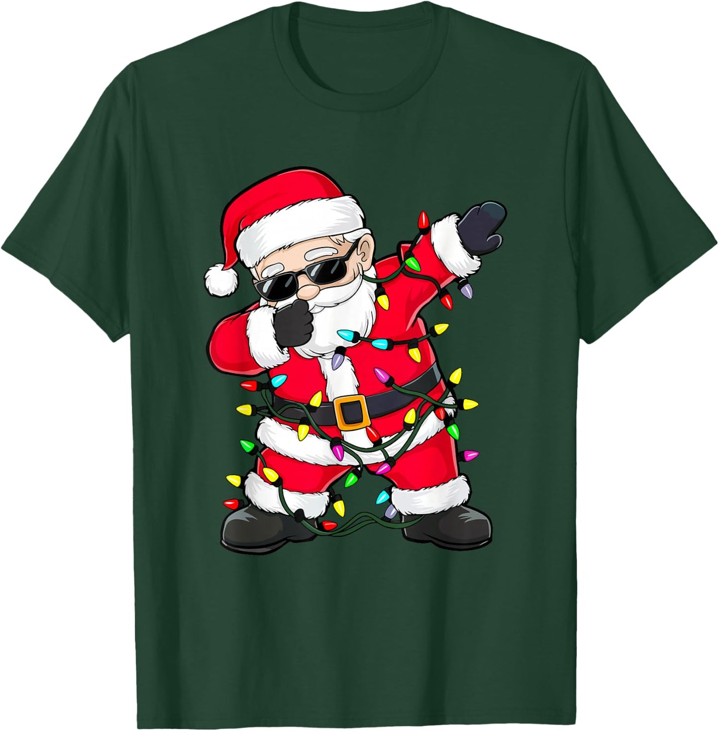 Dabbing Santa Shirt XMas Lights Girls Boys Kids Christmas T-Shirt - T-Shirt | Forest
