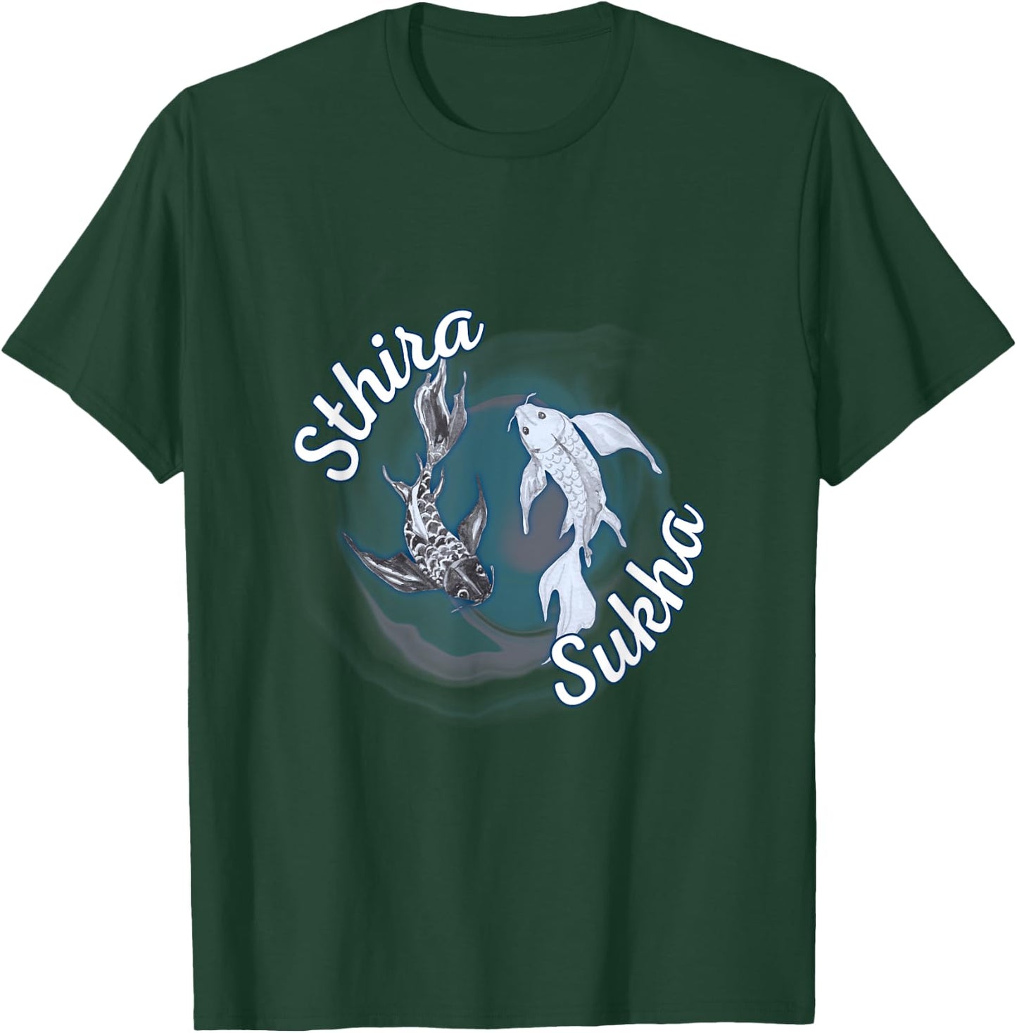 Sthira And Sukha Yoga Asana Steadiness Ease Yin Yang T-Shirt - T-Shirt | Forest