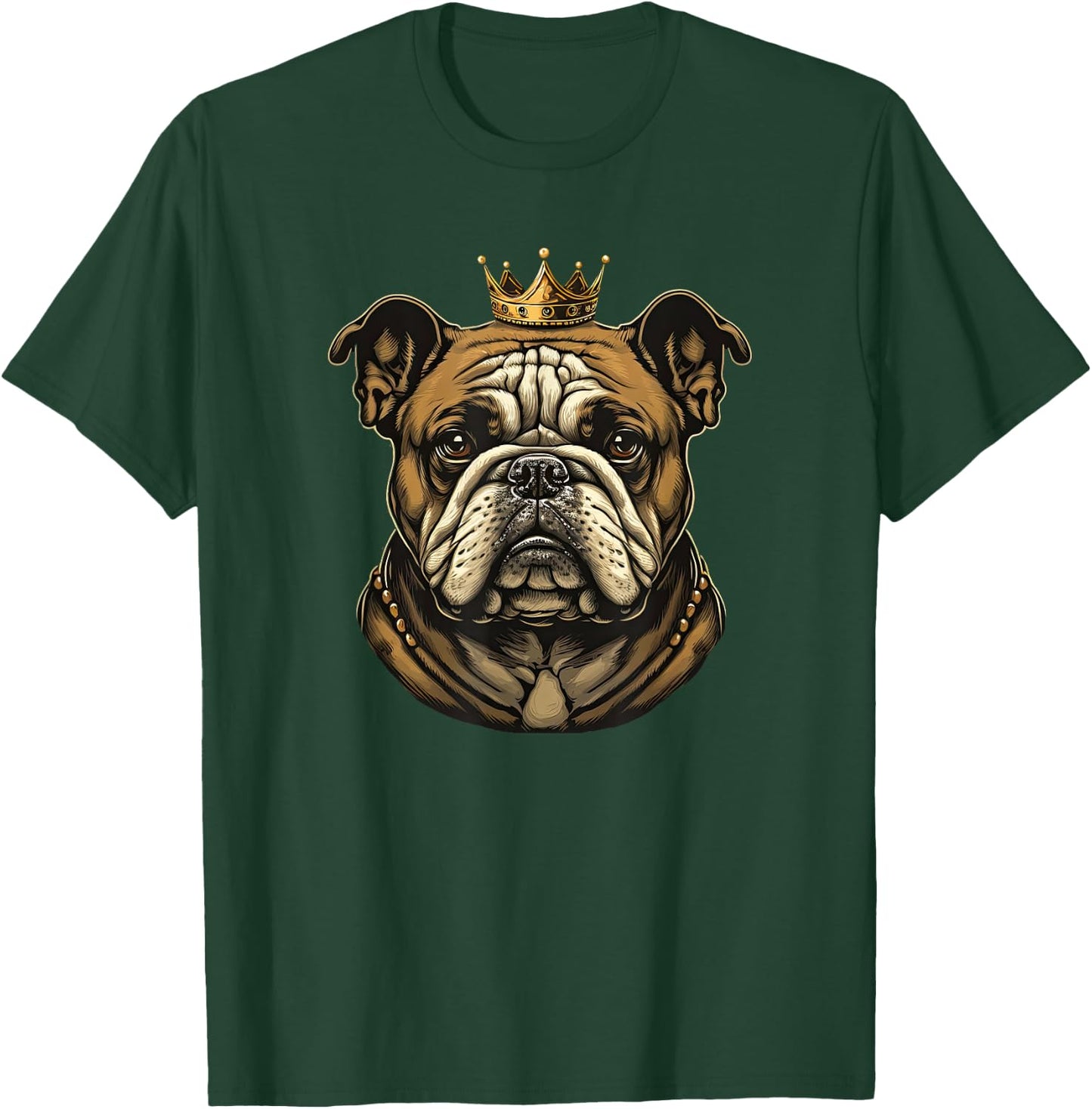 Funny Bulldog Dog With Golden Crown Women Girls Kids T-Shirt - T-Shirt | Forest