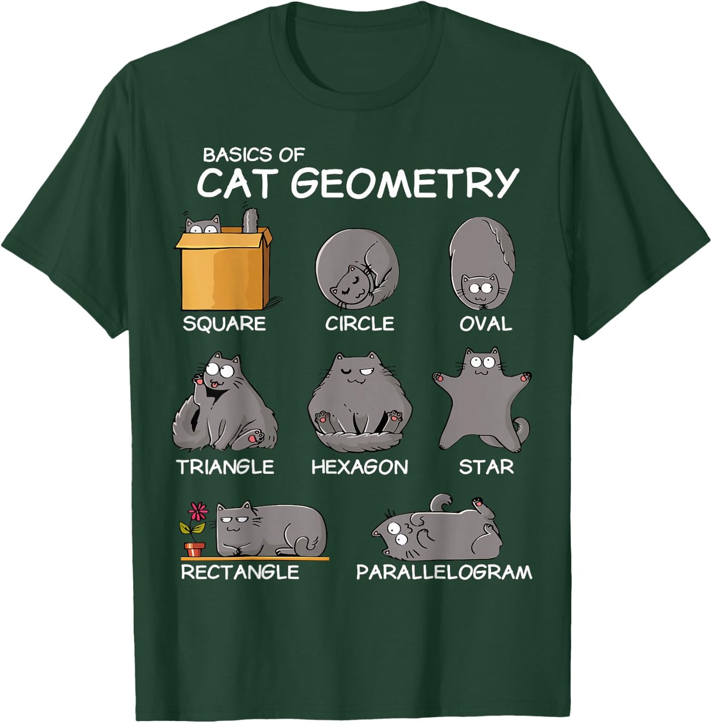 Cat Geometry Math Funny Cat Gifts For Cat Dad, Cat Mom, Kids , Small, Black T-Shirt - T-Shirt | Forest
