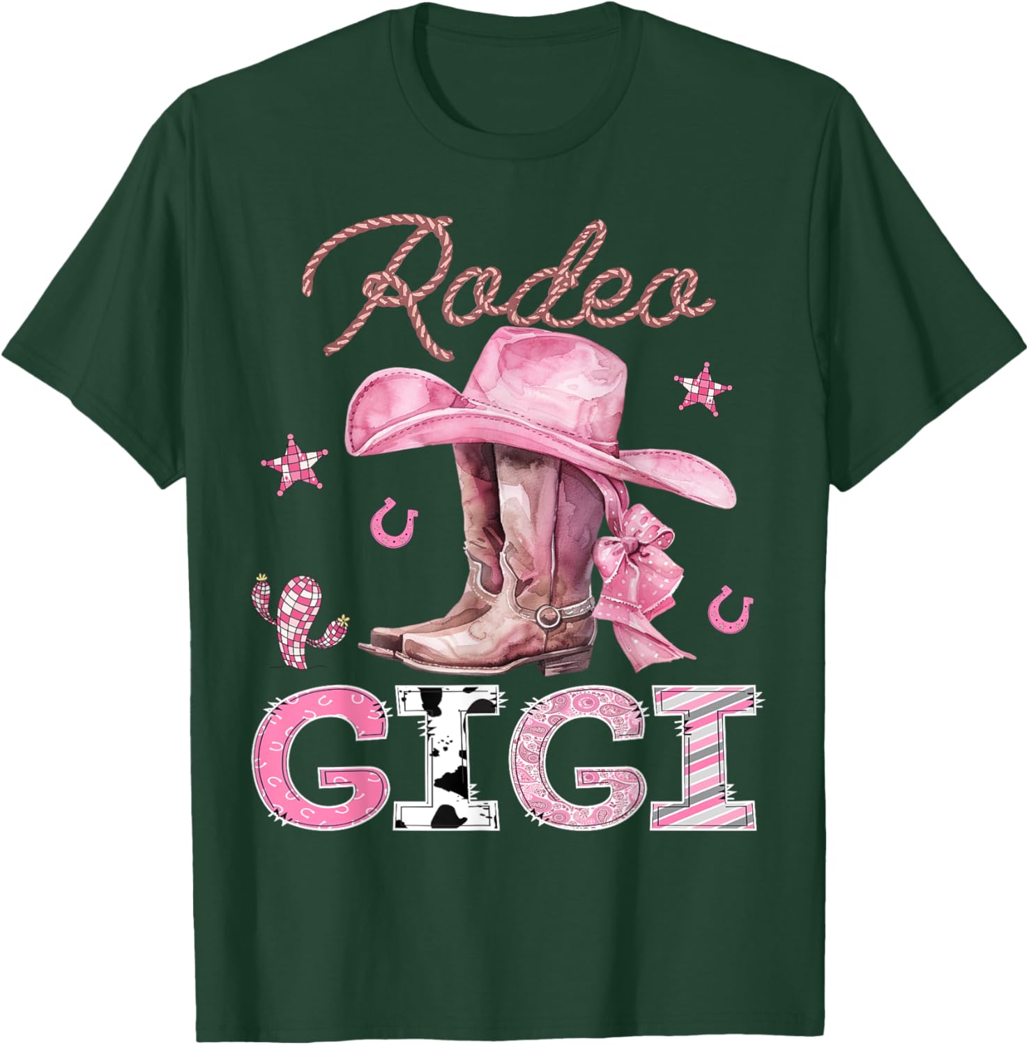Rodeo Gigi Pink Boots Coquette CowGirl Birthday Party T-Shirt - T-Shirt | Forest