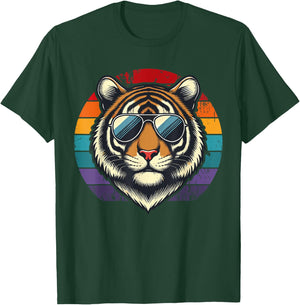 Retro Tiger in Sunglasses Men Women Kids Novelty Funny Tiger T-Shirt - T-Shirt | Forest