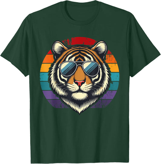 Retro Tiger in Sunglasses Men Women Kids Novelty Funny Tiger T-Shirt - T-Shirt | Forest