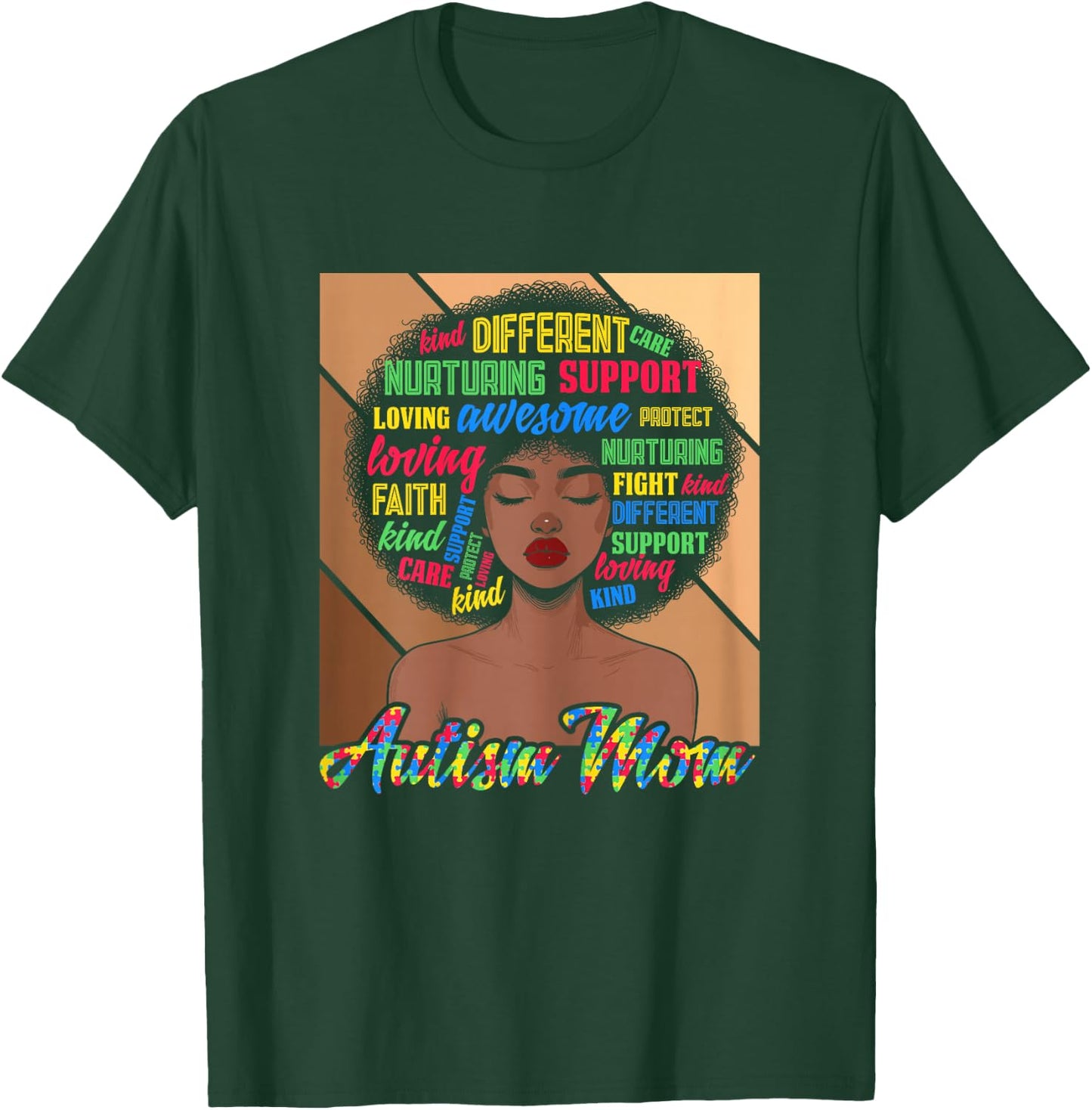 Autism Mom black women autism awareness for mom Melanin T-Shirt - T-Shirt | Forest