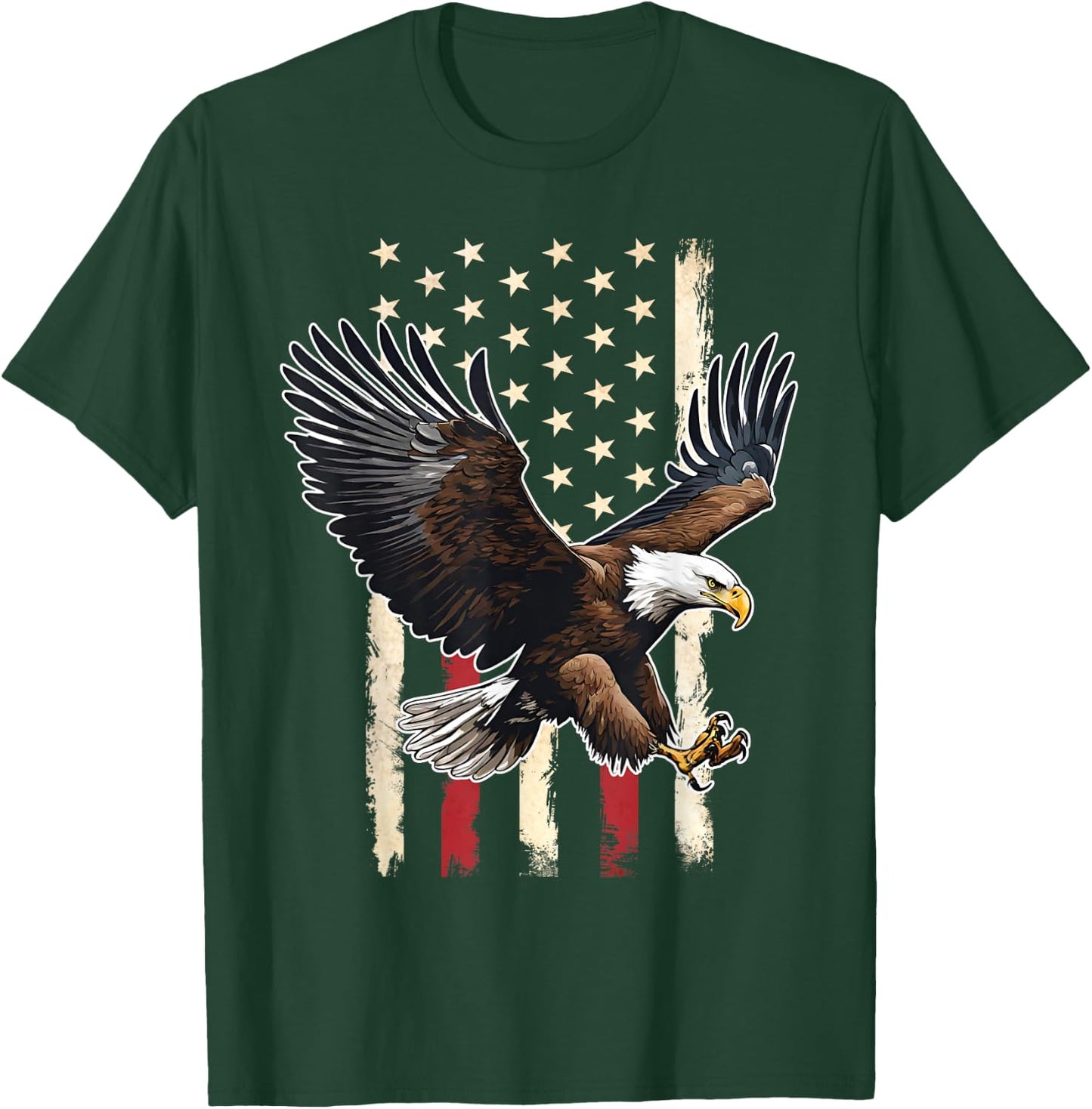 Vintage Bald Eagle American flag 4th Of July Boys Patriotic T-Shirt - T-Shirt | Forest
