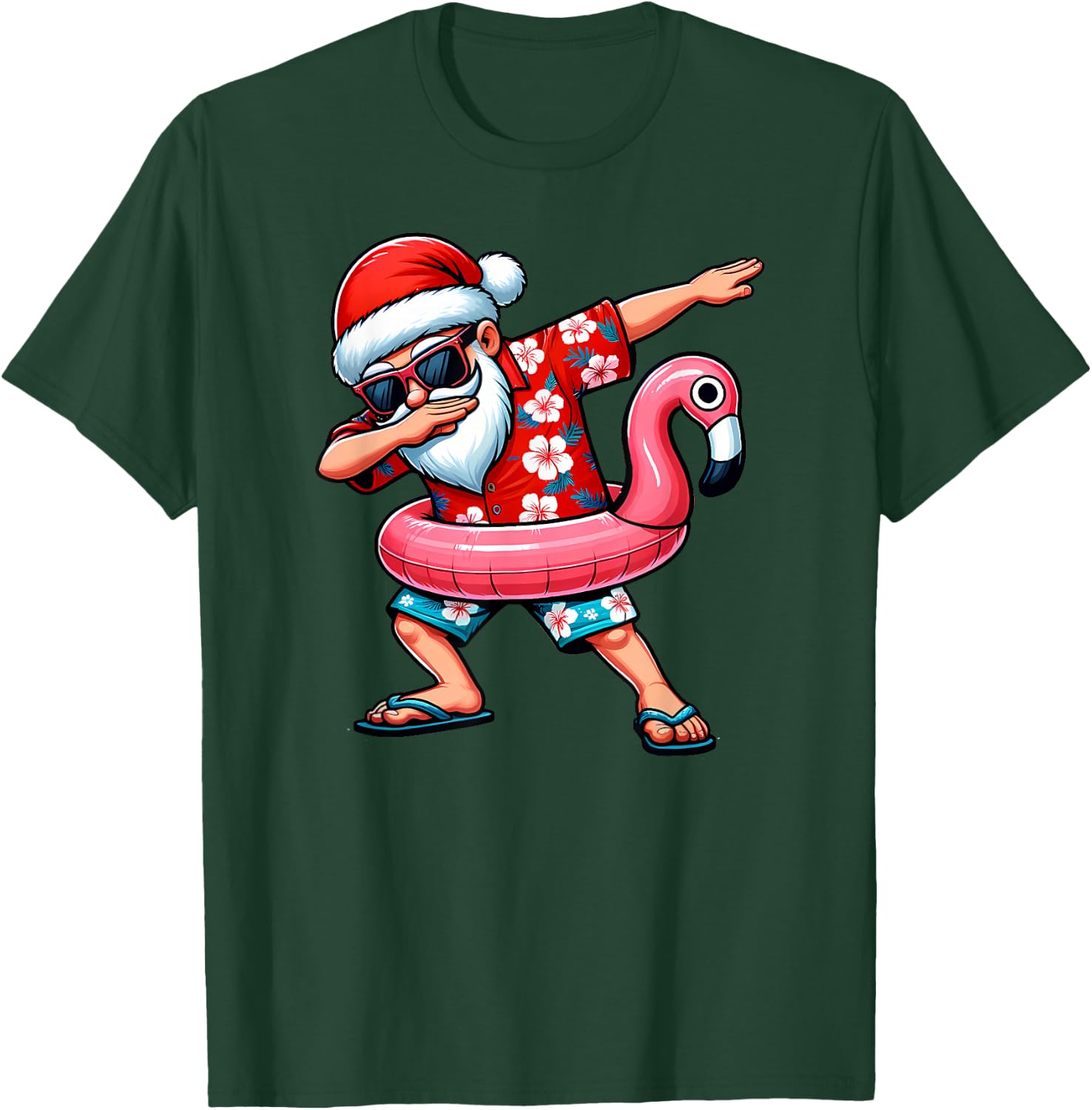 Dabbing Santa Christmas in July Hawaiian Xmas Dab Boys Men T-Shirt - T-Shirt | Forest