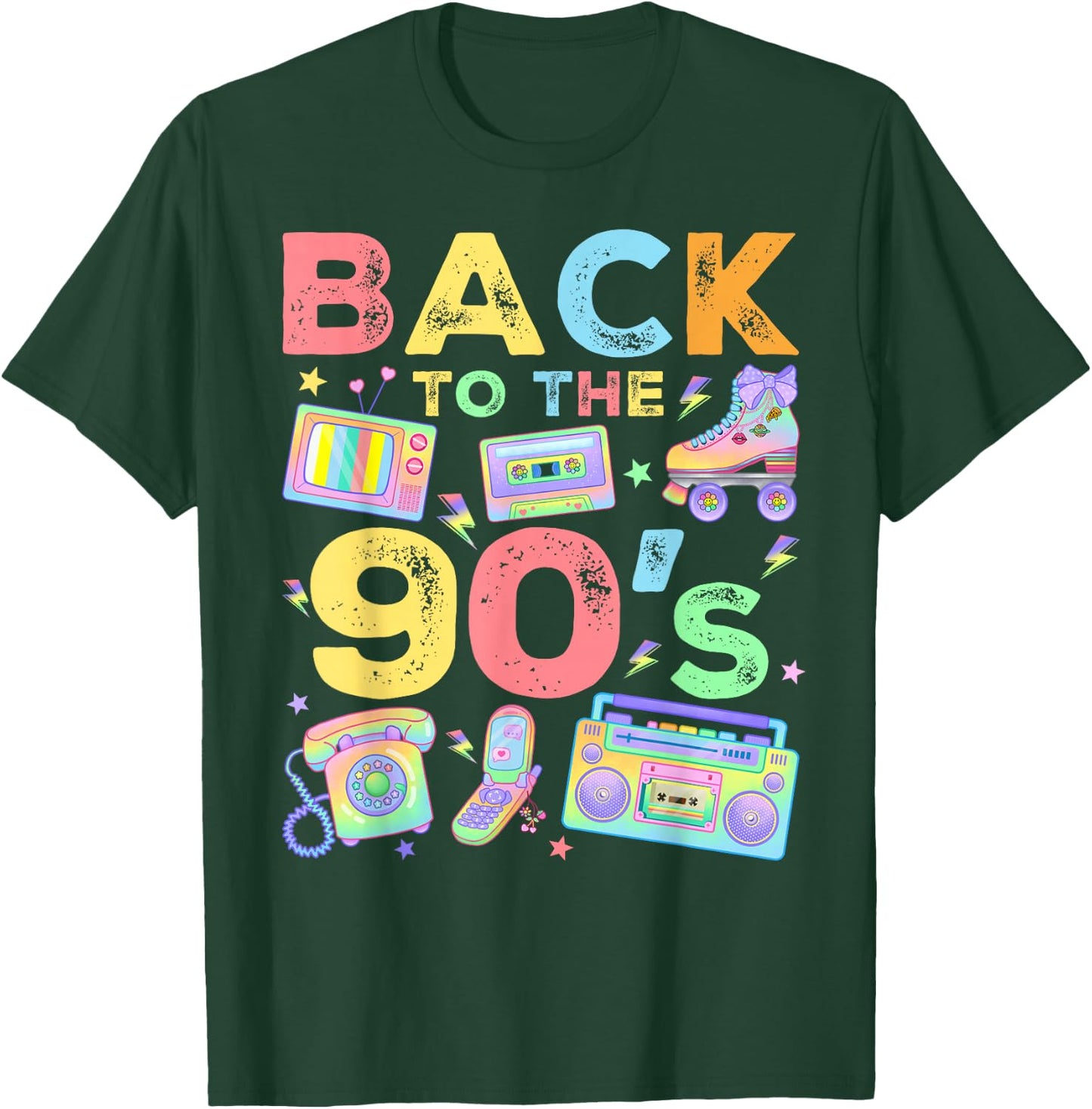 Back To 90's 1990s Vintage Style Nineties Retro Party T-Shirt - T-Shirt | Forest