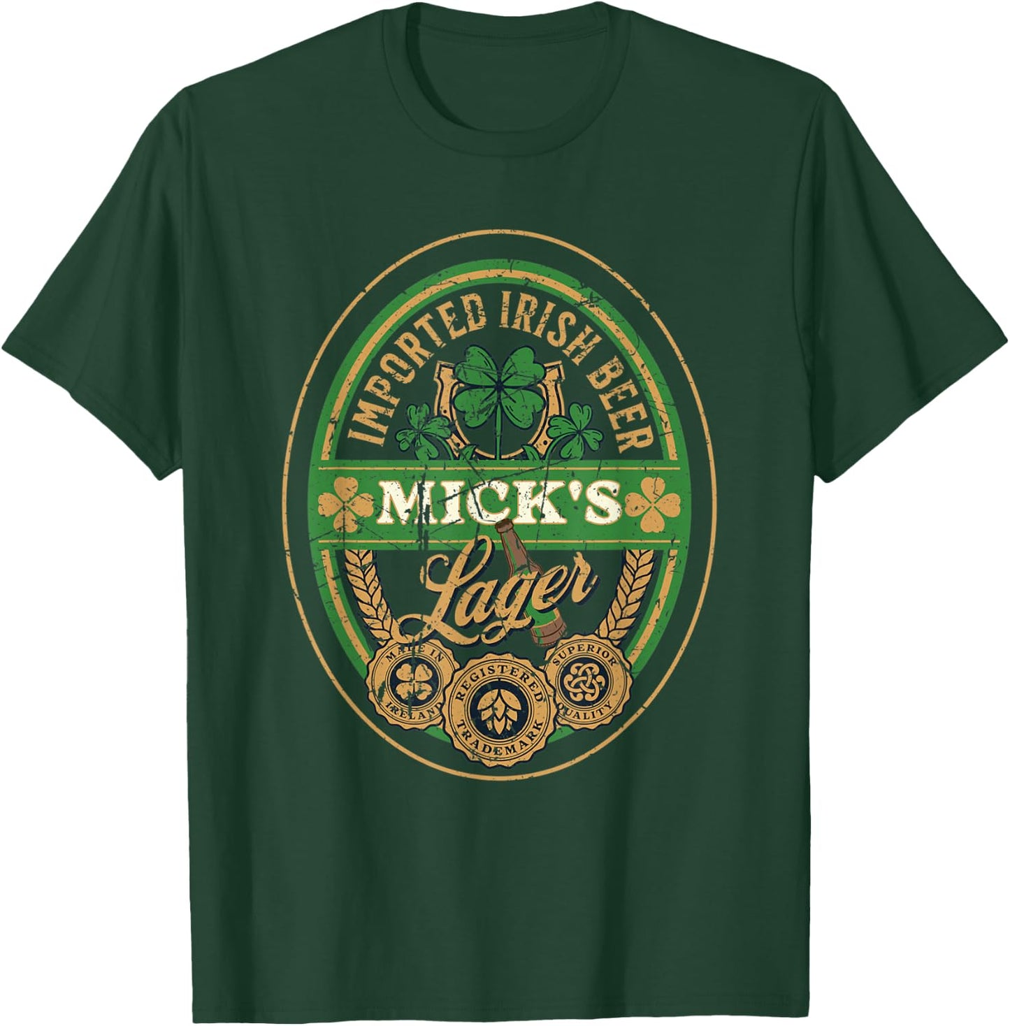 Mick's Lager Imported Irish Beer St Patricks Day Logo T-Shirt - T-Shirt | Forest