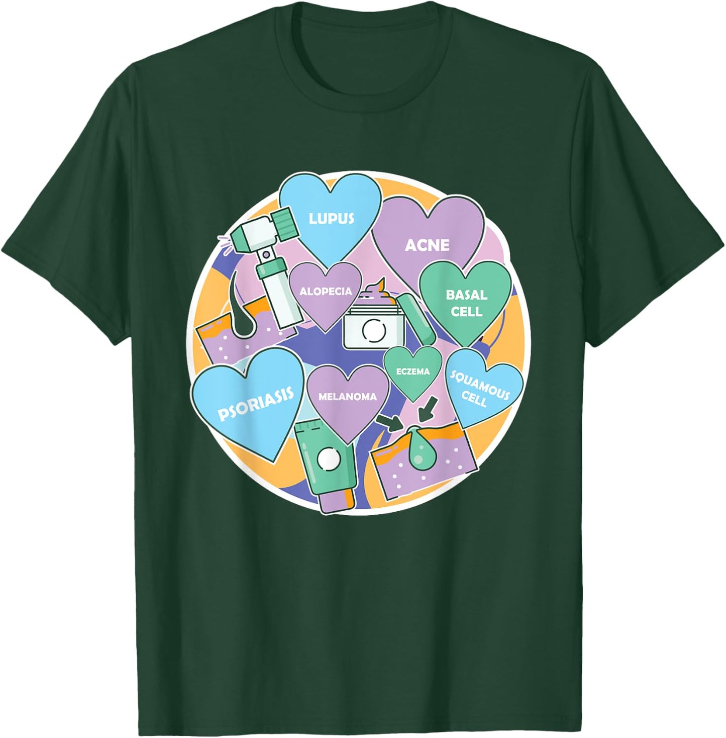 Dermatologist Team Love Dermatology Profession Skin Doctor T-Shirt - T-Shirt | Forest