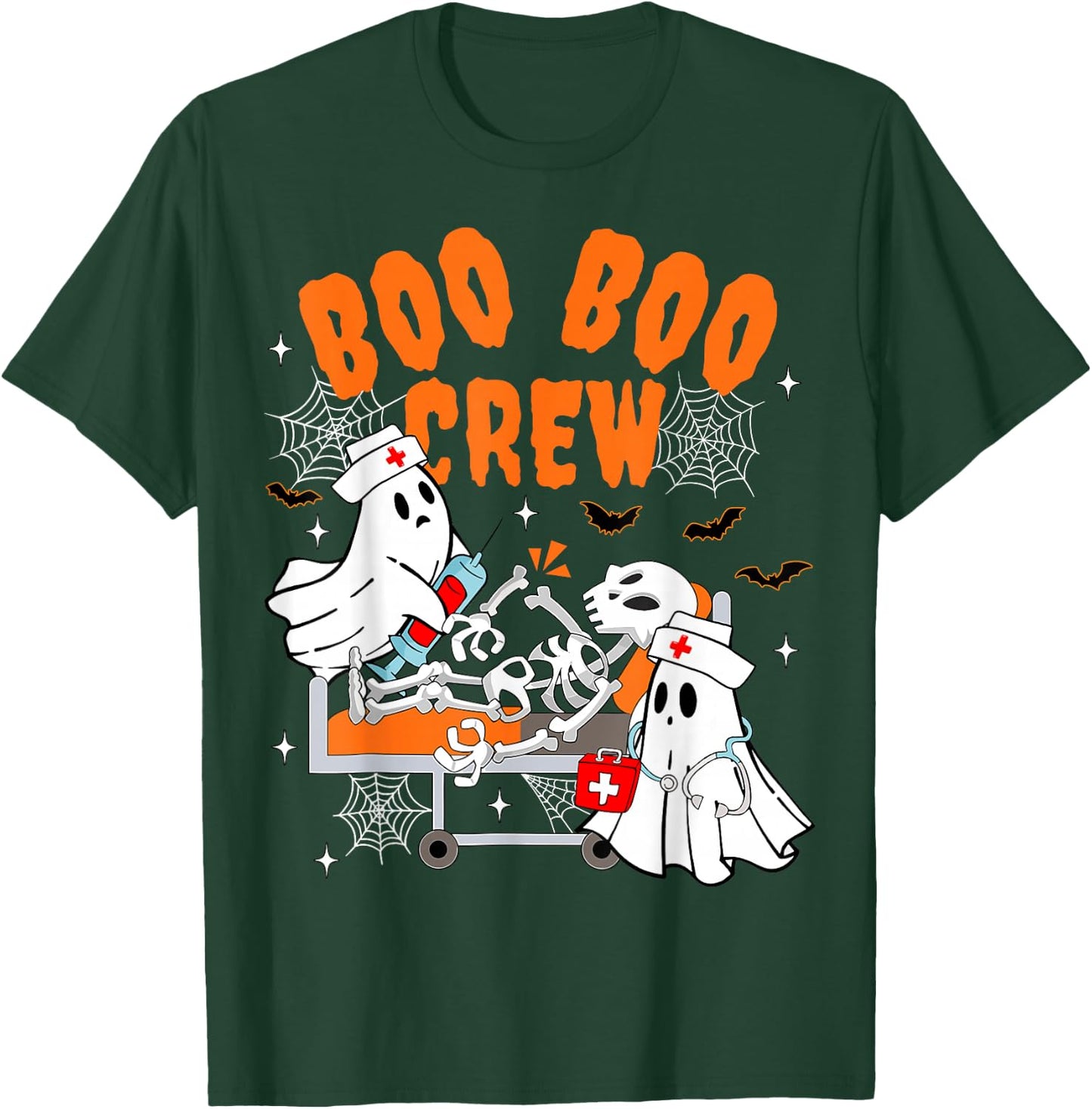 Boo Boo Crew Halloween Ghost Nurse Pediatric Nurse OR Nurse T-Shirt - T-Shirt | Forest