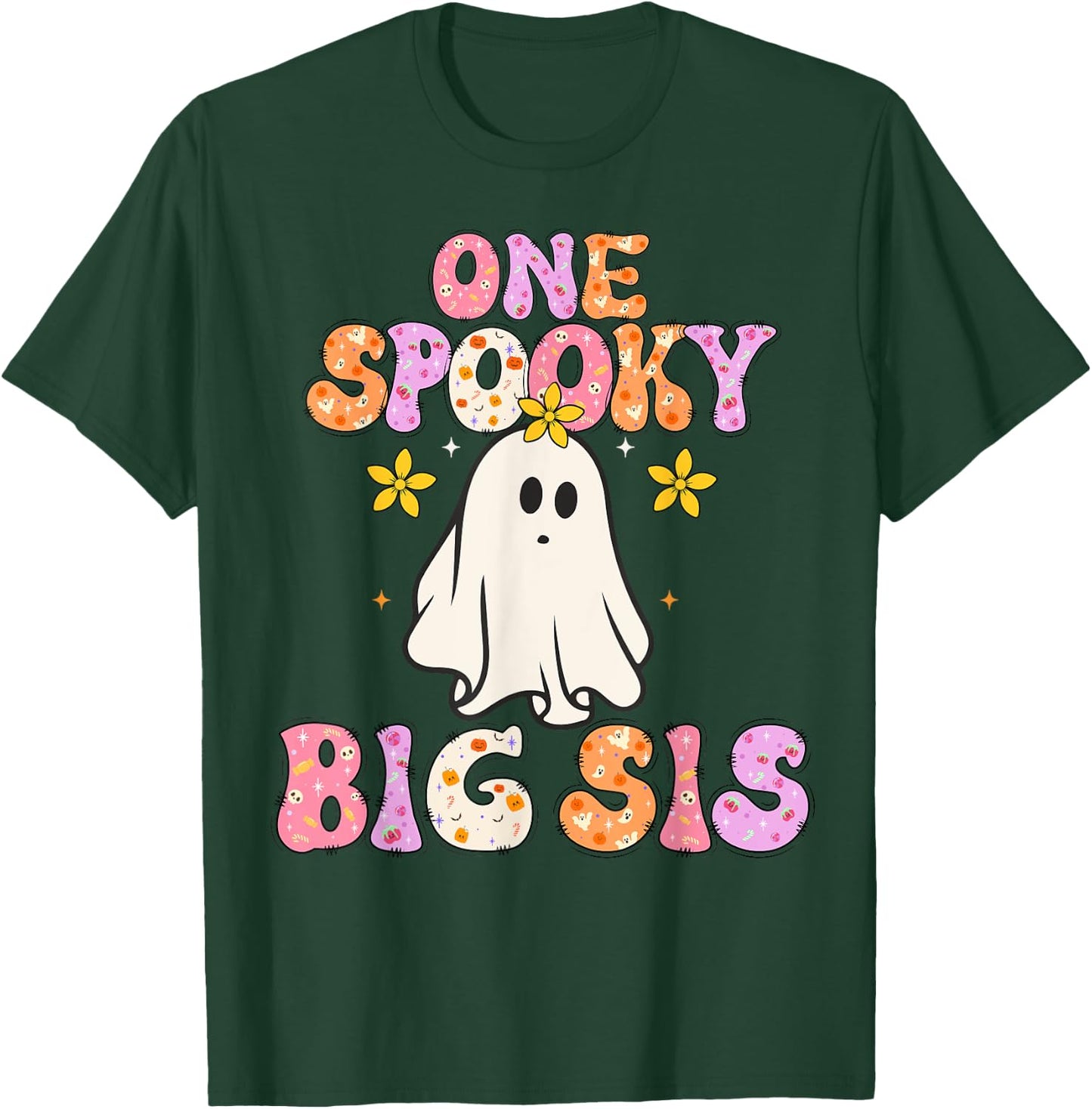 Big Sister Halloween One Spooky Big sister Announcement T-Shirt - T-Shirt | Forest