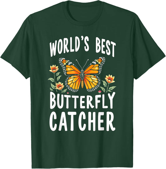 Mom Women's Gifts NatureLoversCo World's Best Butterfly Catcher Nature Enthusiast T-Shirt - T-Shirt | Forest