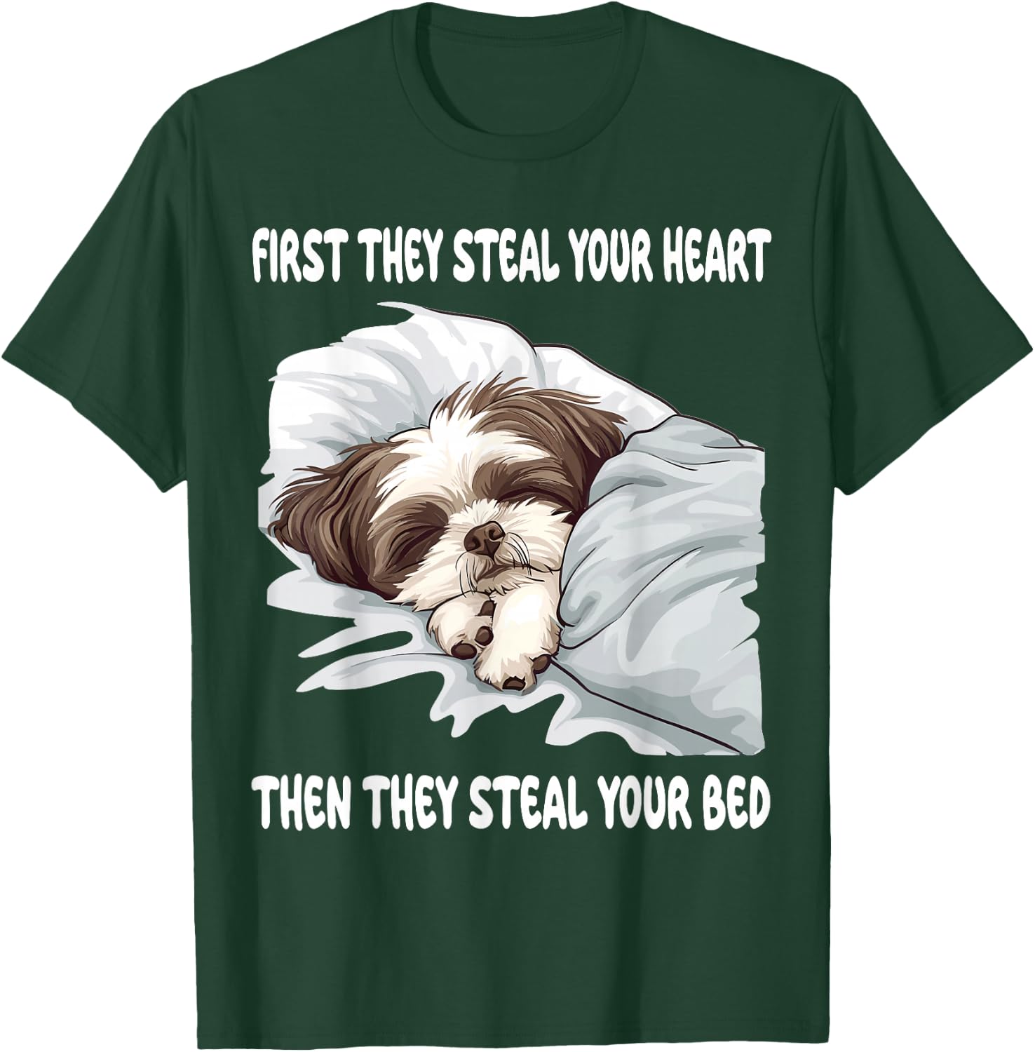 Shih Tzu Sleeping Pajamas Nightgown T-Shirt - T-Shirt | Forest