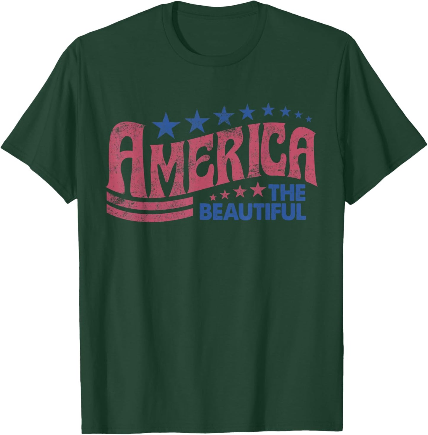 America The Beautiful Retro Vintage American 4th Of July T-Shirt - T-Shirt | Forest