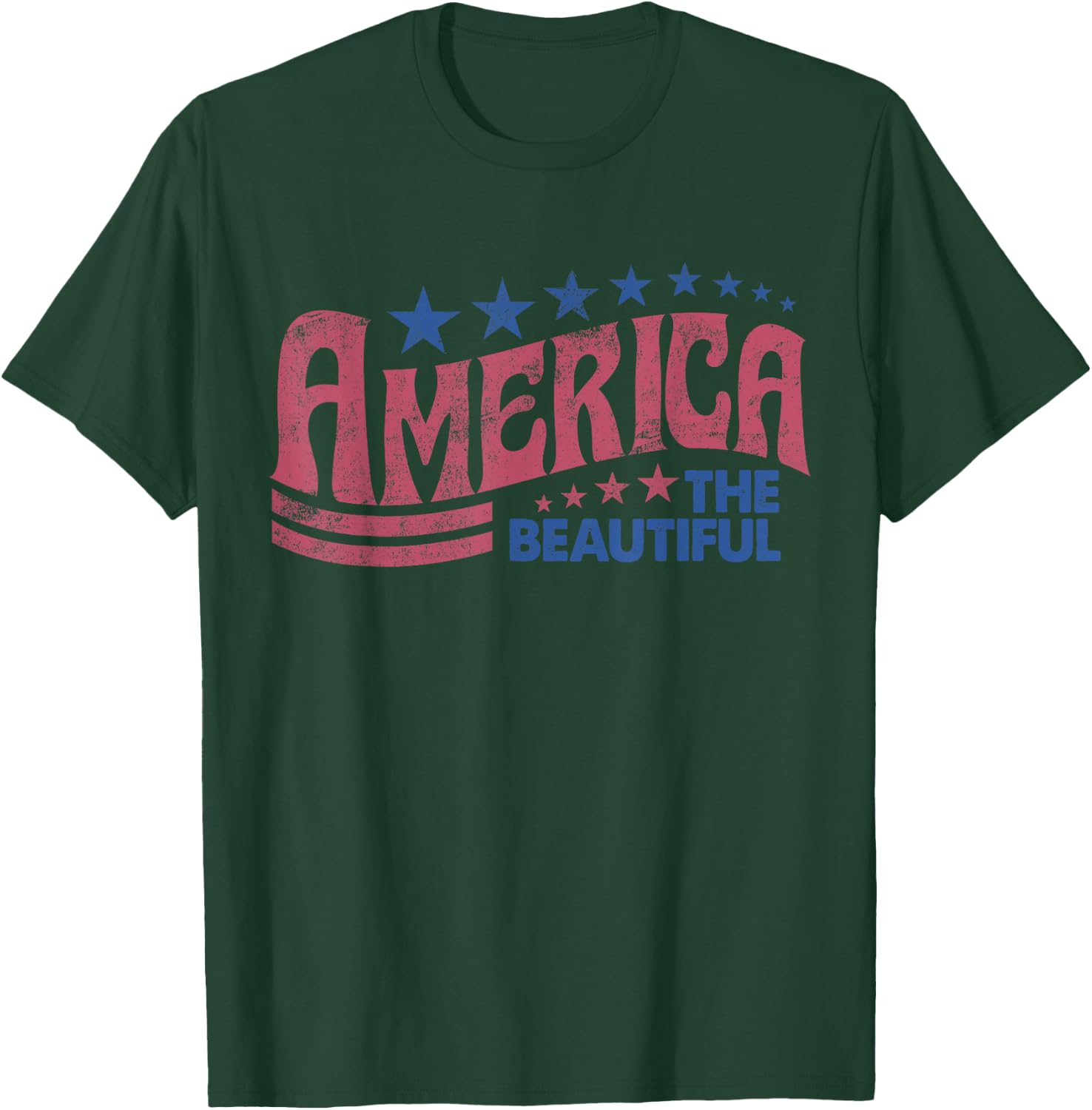 America The Beautiful Retro Vintage American 4th Of July T-Shirt - T-Shirt | Forest
