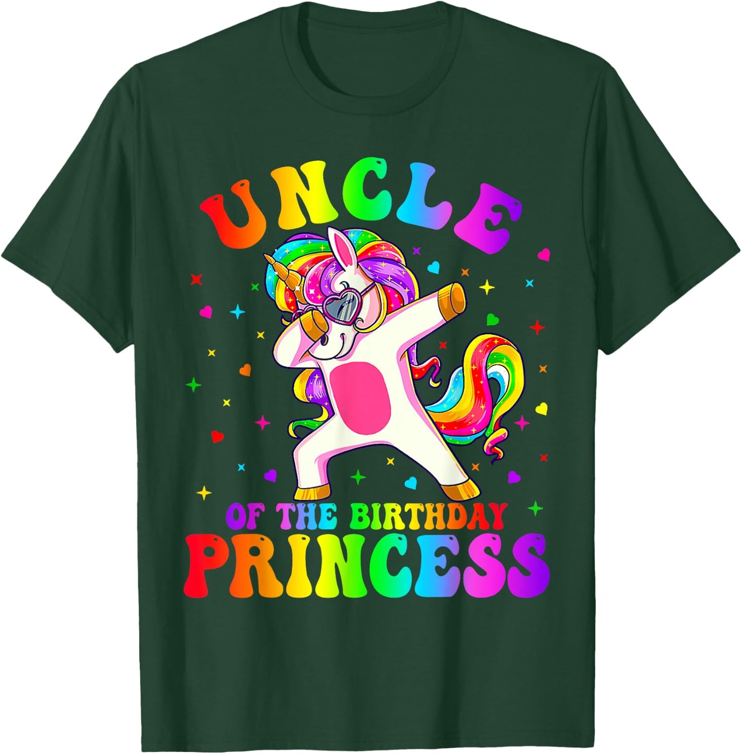 Uncle of the Birthday Princess Girl Dabbing Unicorn Funny T-Shirt - T-Shirt | Forest