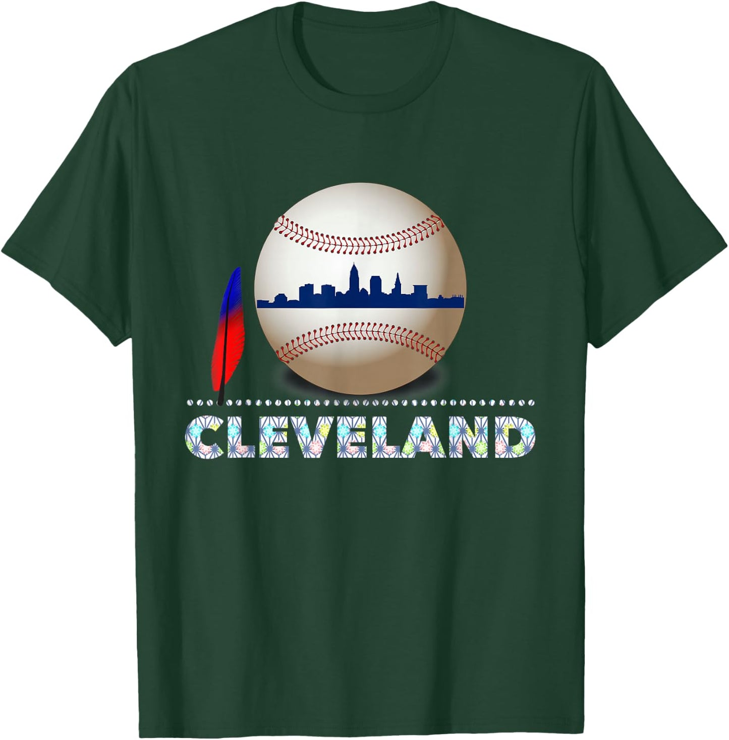 Cleveland Hometown Indian Tribe Ball with Skyline T-Shirt - T-Shirt | Forest