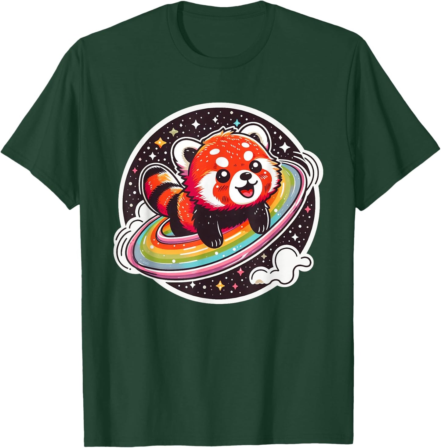 Cute Red Panda in Space Cartoon Style Funny and Colourful T-Shirt - T-Shirt | Forest