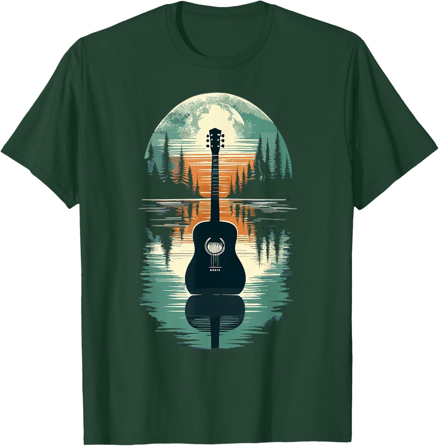 Guitar Lake Shadow Guitar Musician T-Shirt - T-Shirt | Forest