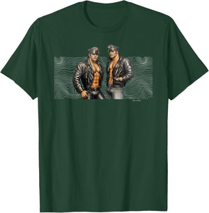 Retro Gay Leather Biker Gay Pride Daddy Bear Mustache T-Shirt - T-Shirt | Forest