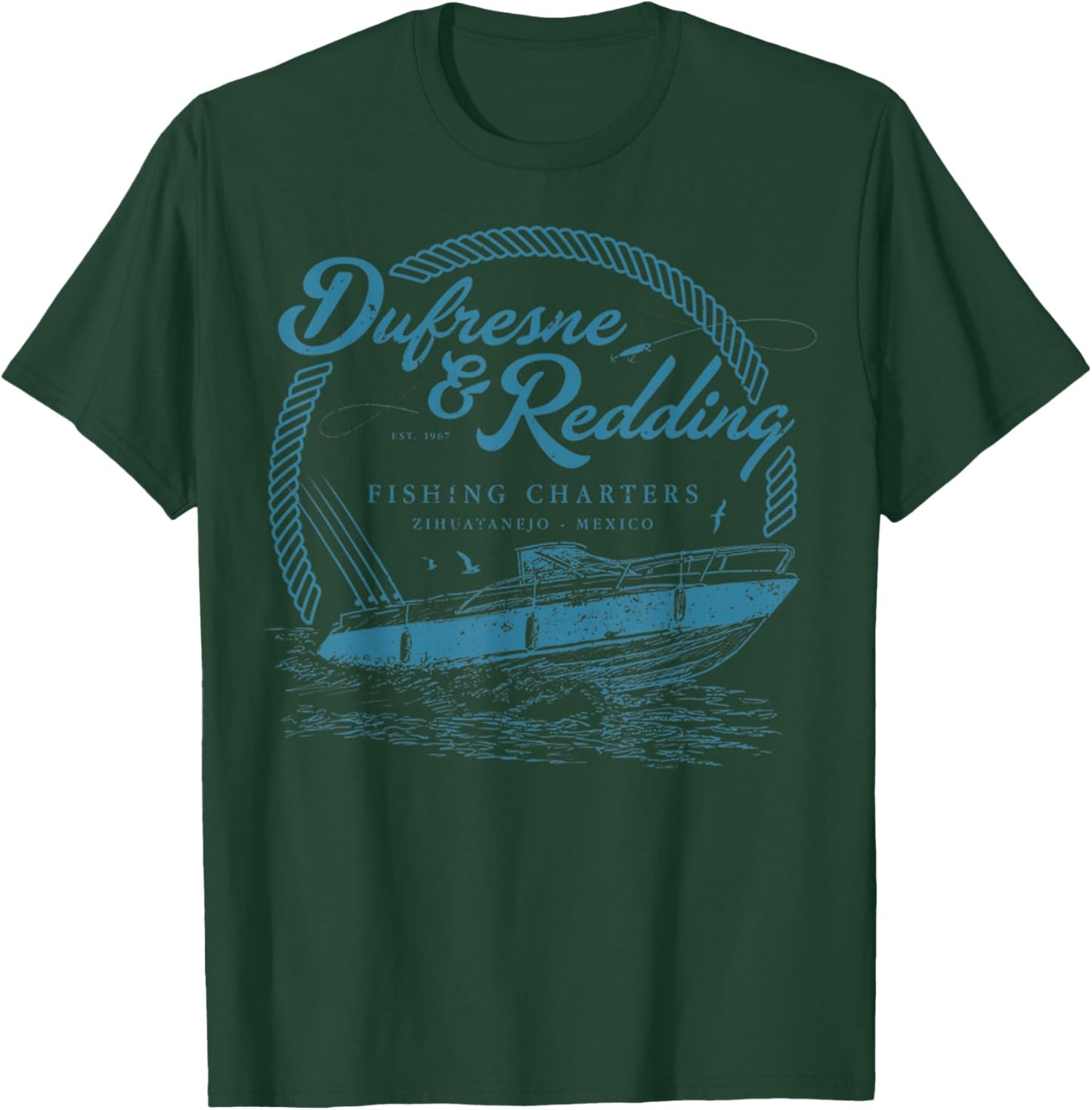 Retro Vintage Dufresne and Redding Fishing Charters Lover T-Shirt - T-Shirt | Forest