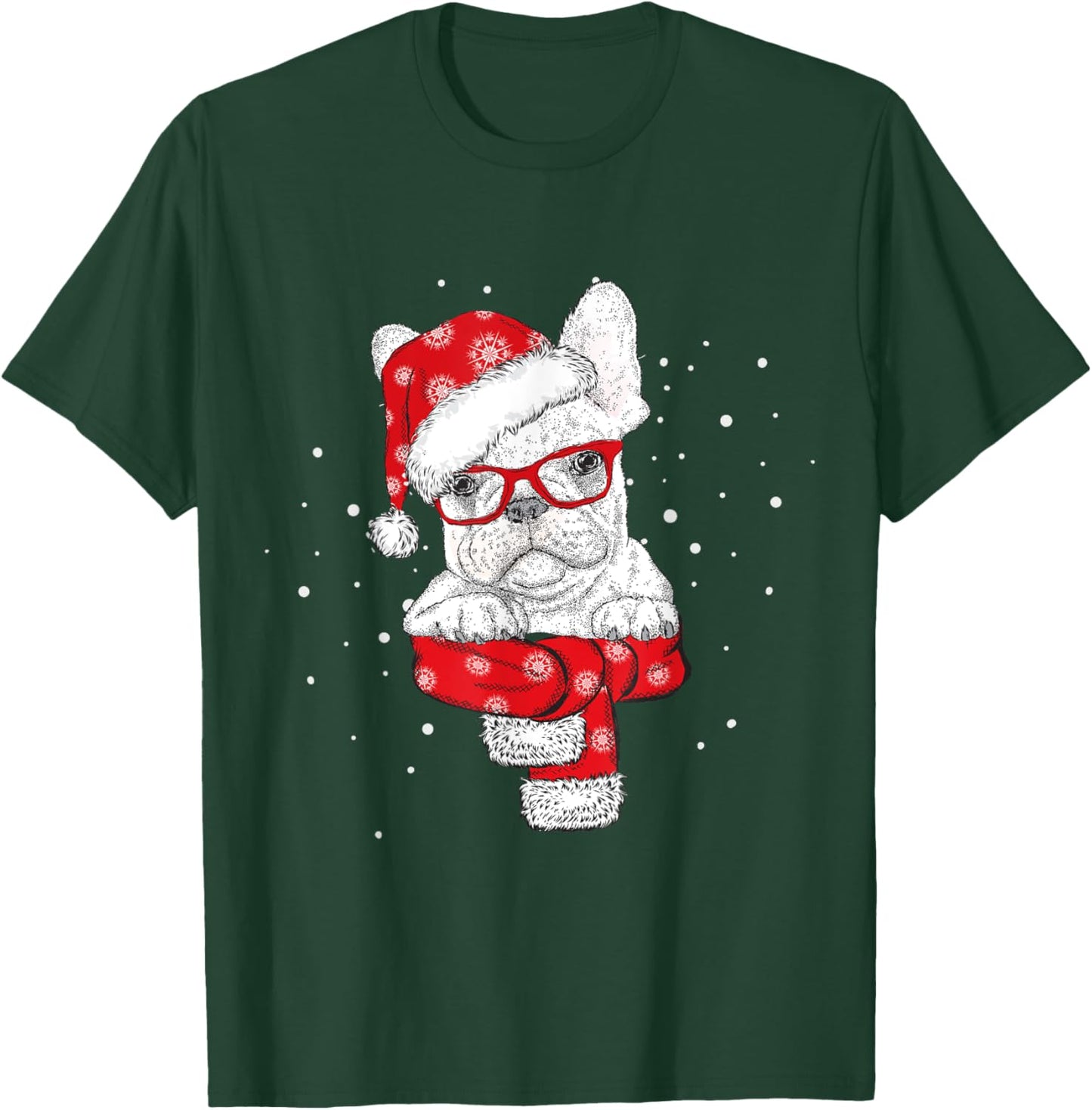 Christmas Santa Dog Lover Frenchie French Bulldog Pajamas Women Kids T-Shirt - T-Shirt | Forest