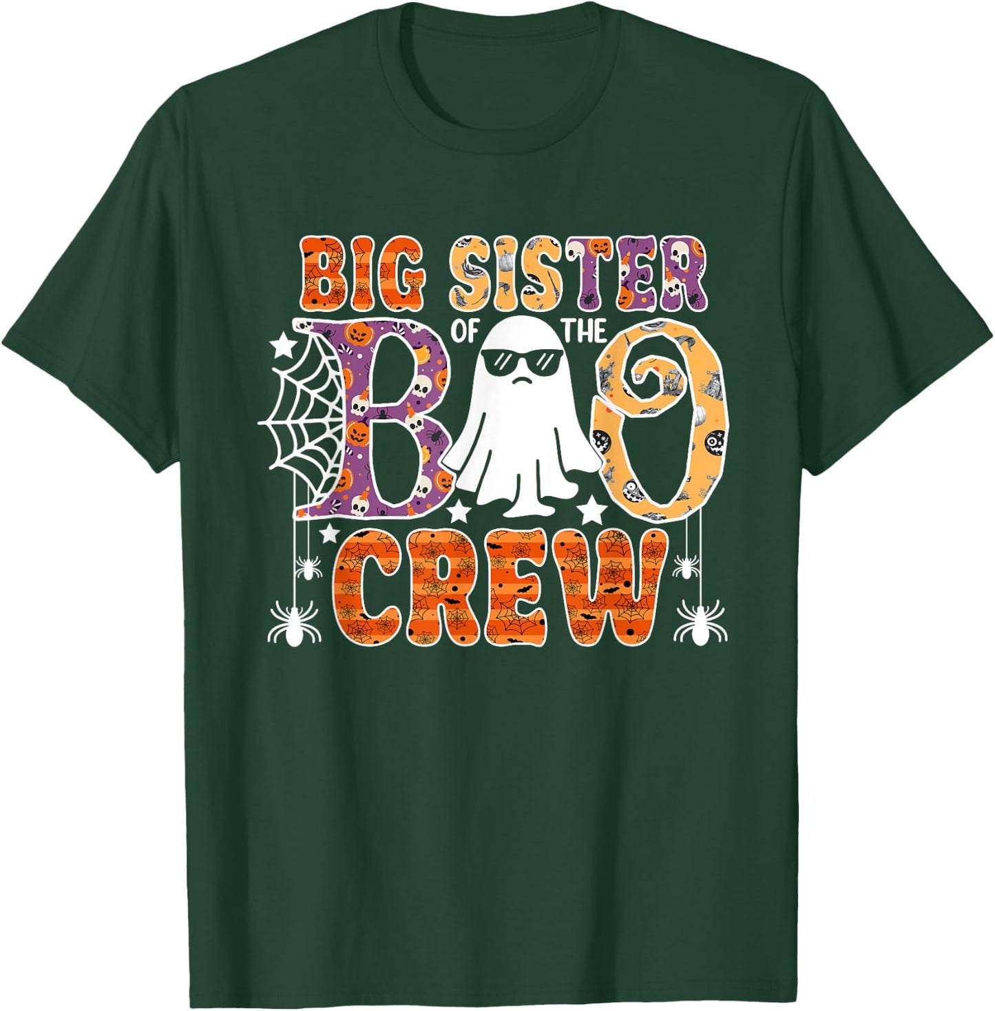 Big Sister Of The Boo Crew Funny Halloween Family Matching T-Shirt - T-Shirt | Forest