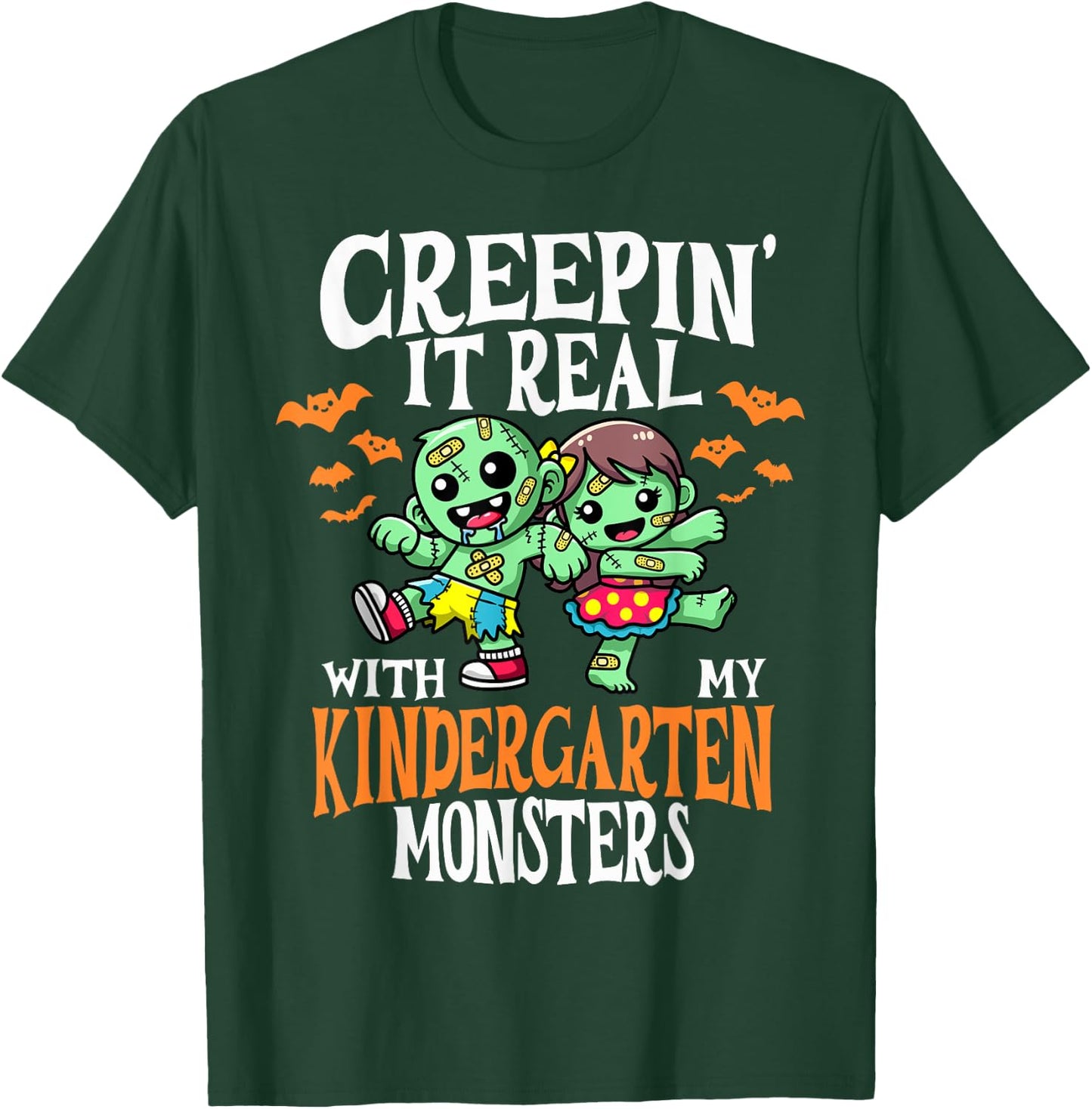 Creepin It Real Monster PreK Kindergarten Teacher Halloween T-Shirt - T-Shirt | Forest