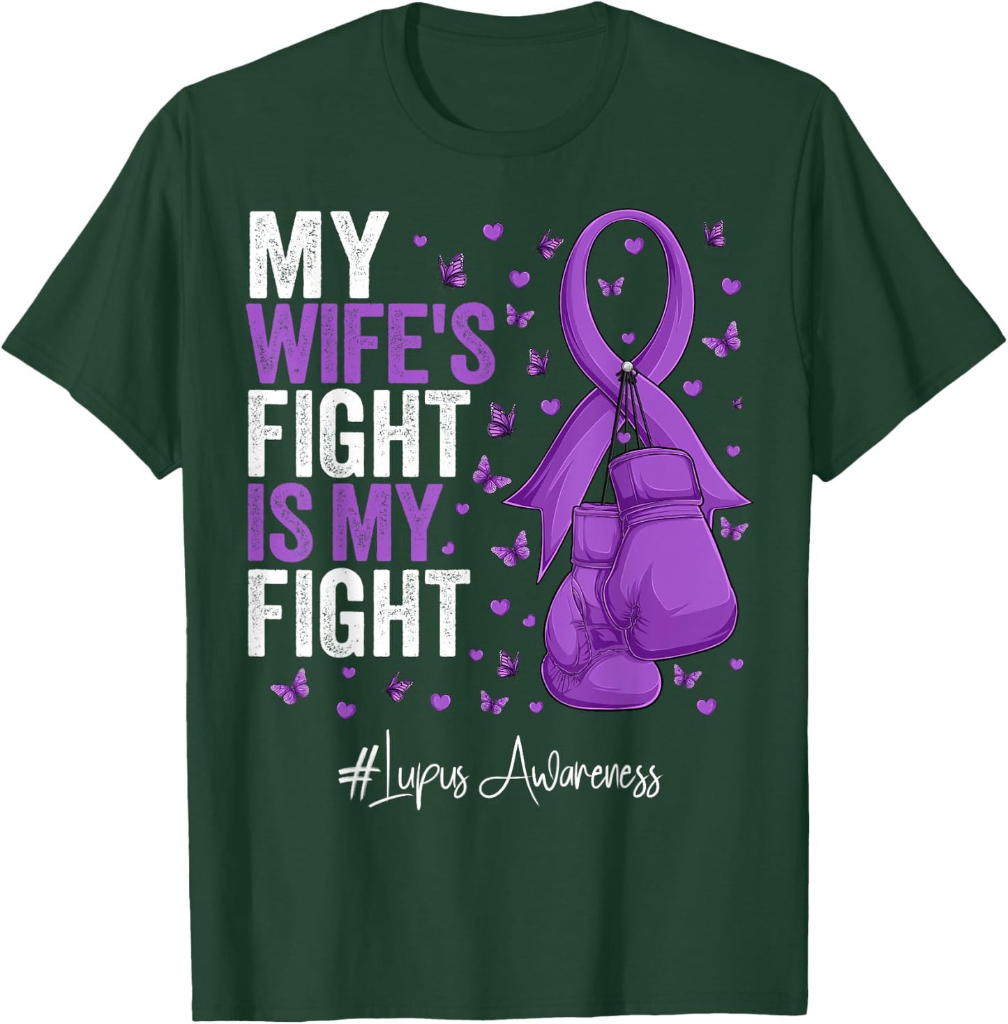Purple Ribbon Wife Lupus Awareness T-Shirt - T-Shirt | Forest