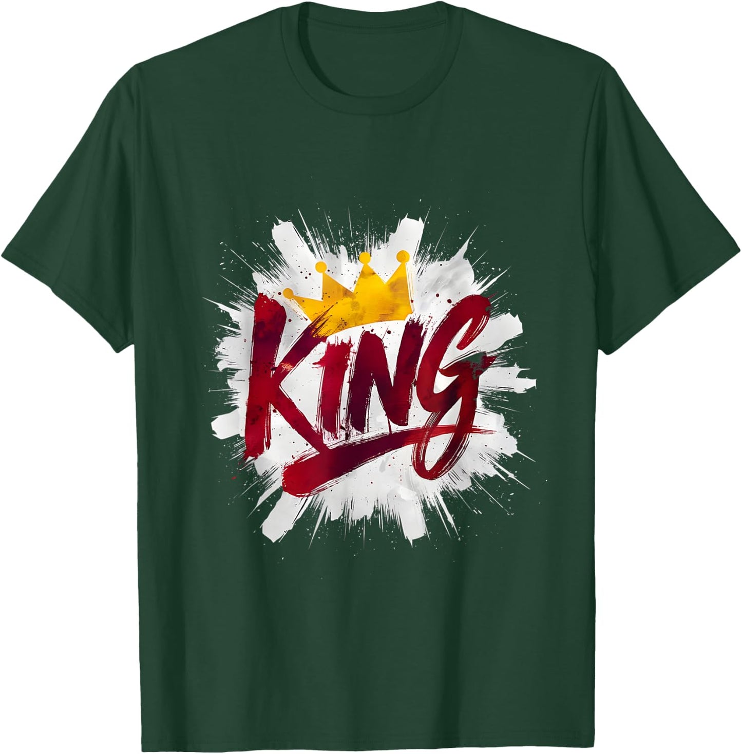 King with a Crown in Red and White T-Shirt - T-Shirt | Forest