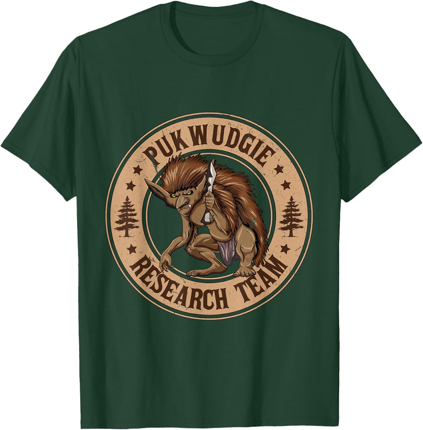 Pukwudgie Research Team Monster Creatures Local Cryptid T-Shirt - T-Shirt | Forest