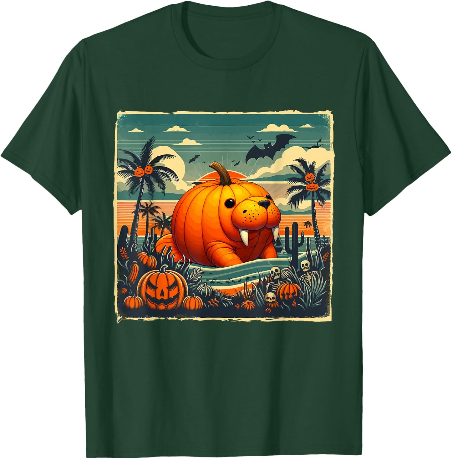 Horror Carved Pumpkin As Manatee Halloween Costume Beach T-Shirt - T-Shirt | Forest