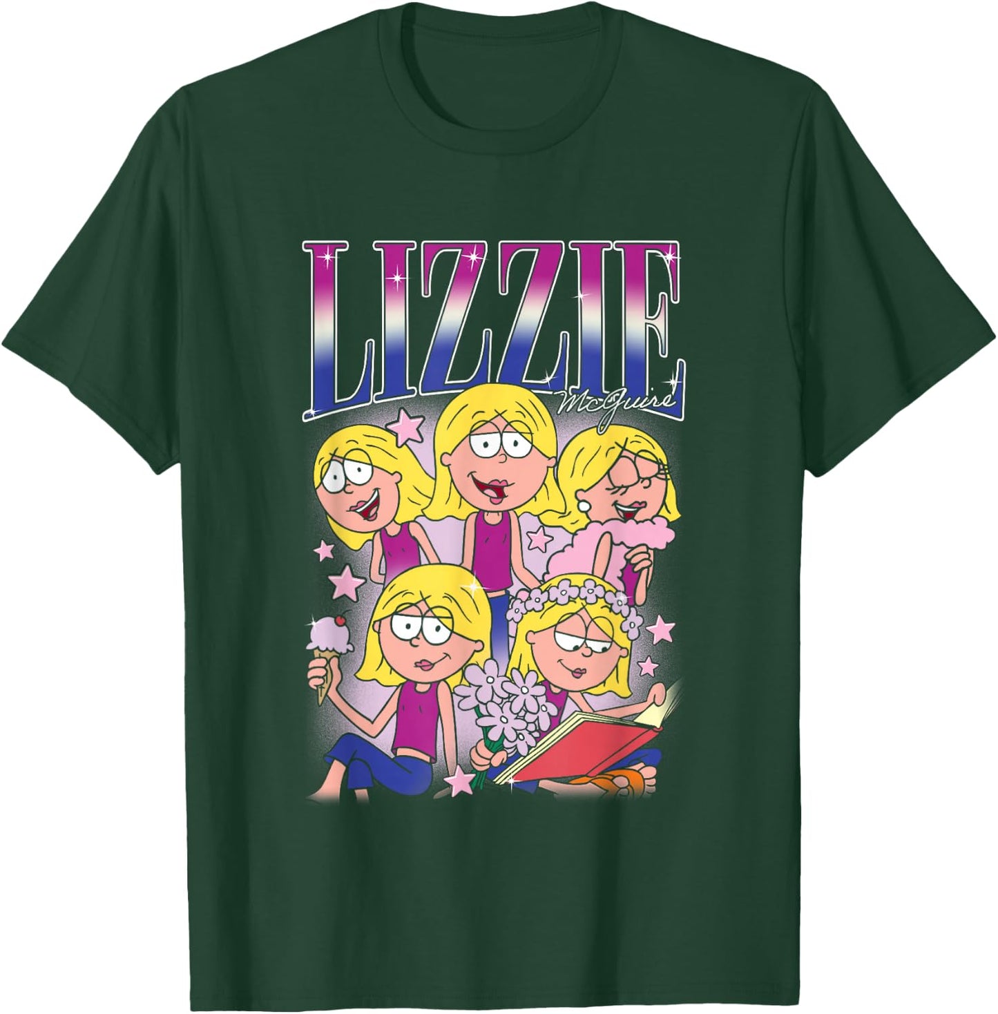 Disney Lizzy McGuire Lizzie 90s Style Collage Big Chest Logo T-Shirt - T-Shirt | Forest
