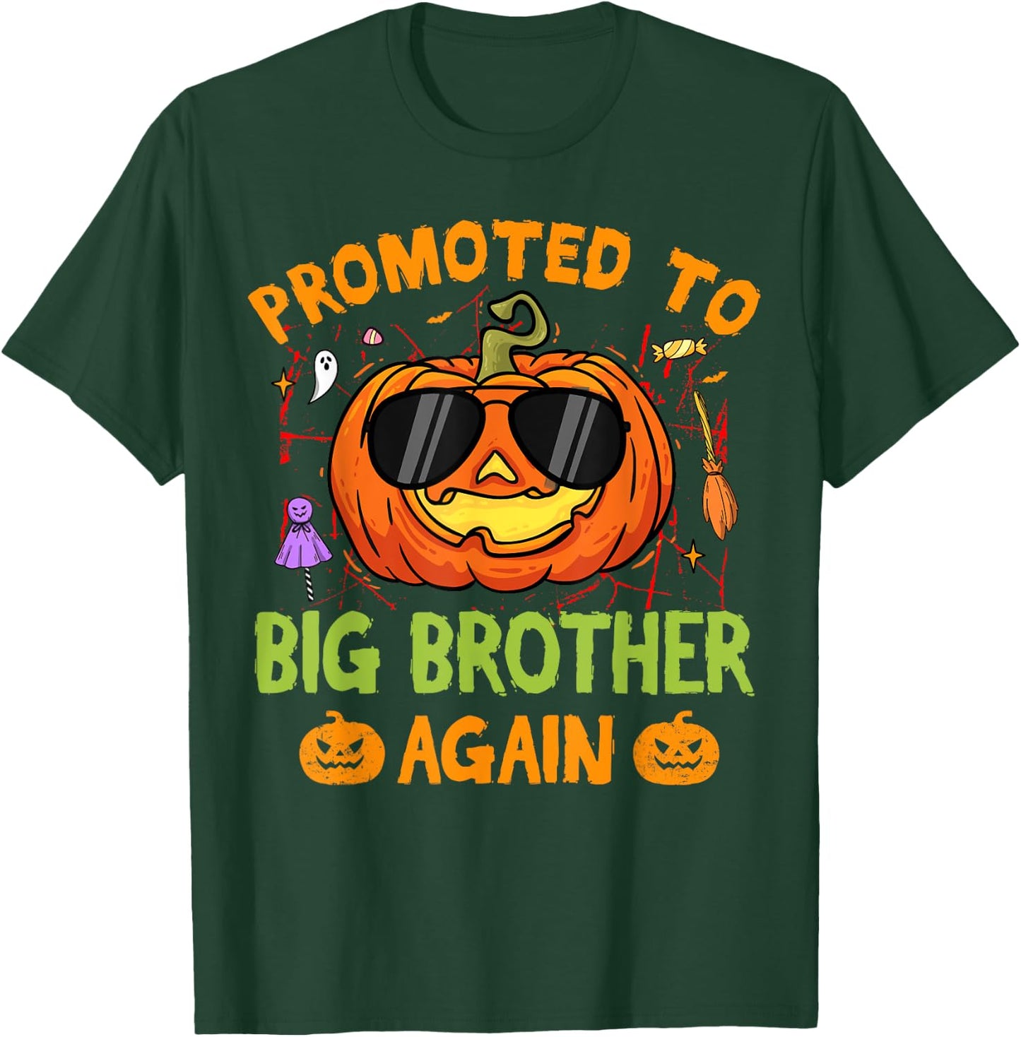 Promoted To Big Brother Again Halloween Pumpkin Family T-Shirt - T-Shirt | Forest