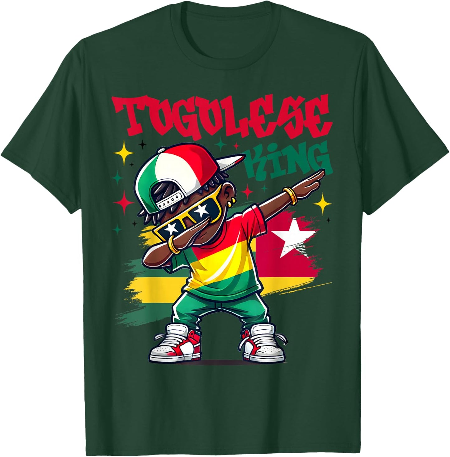 Togolese King Dabbing Togo Flag Pride for Kids T-Shirt - T-Shirt | Forest