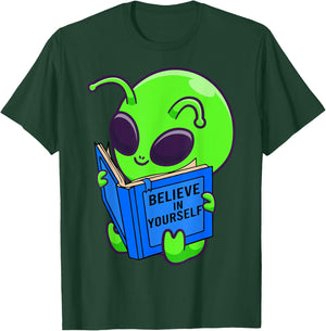 Alien Ufo Space Aliens Believe in Yourself Gifts Men, Women T-Shirt - T-Shirt | Forest