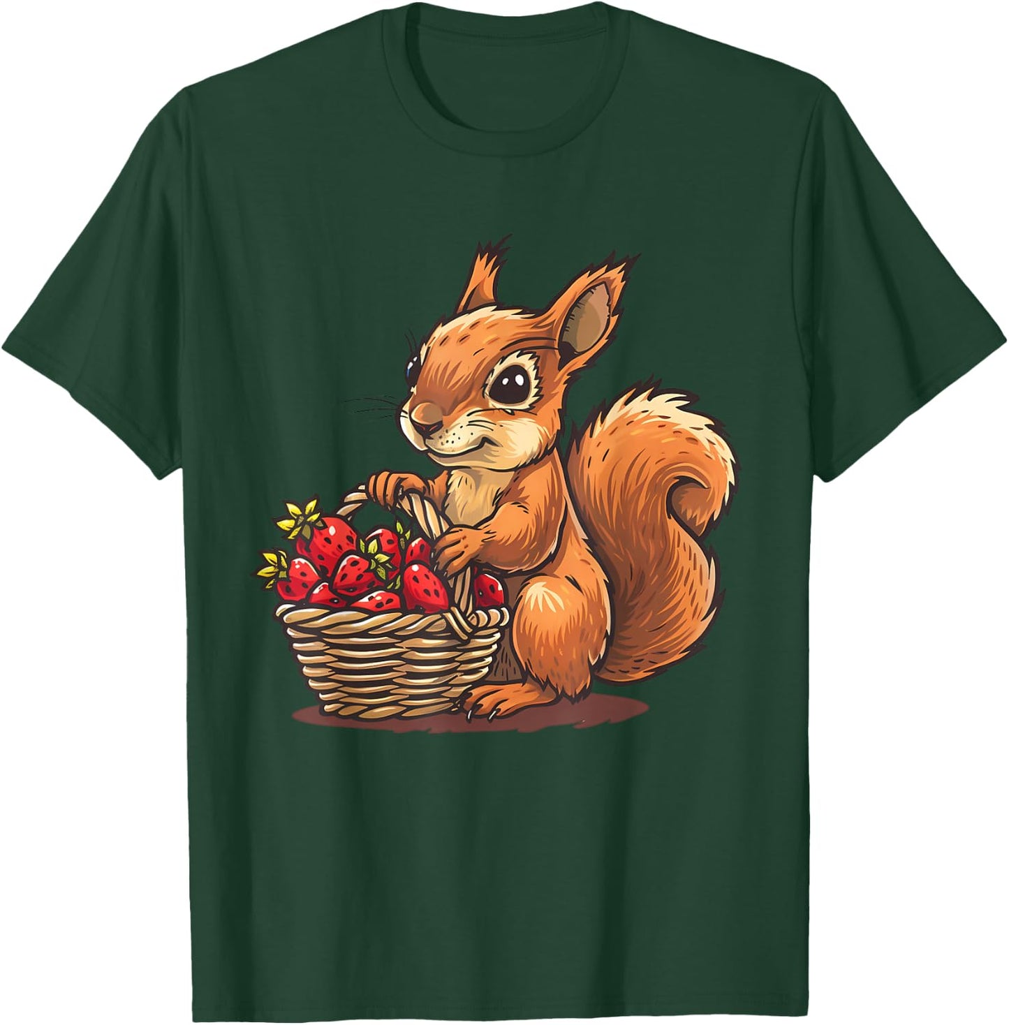 Strawberry Squirrel Wildlife Cute Squirrel Animal Art Motif T-Shirt - T-Shirt | Forest