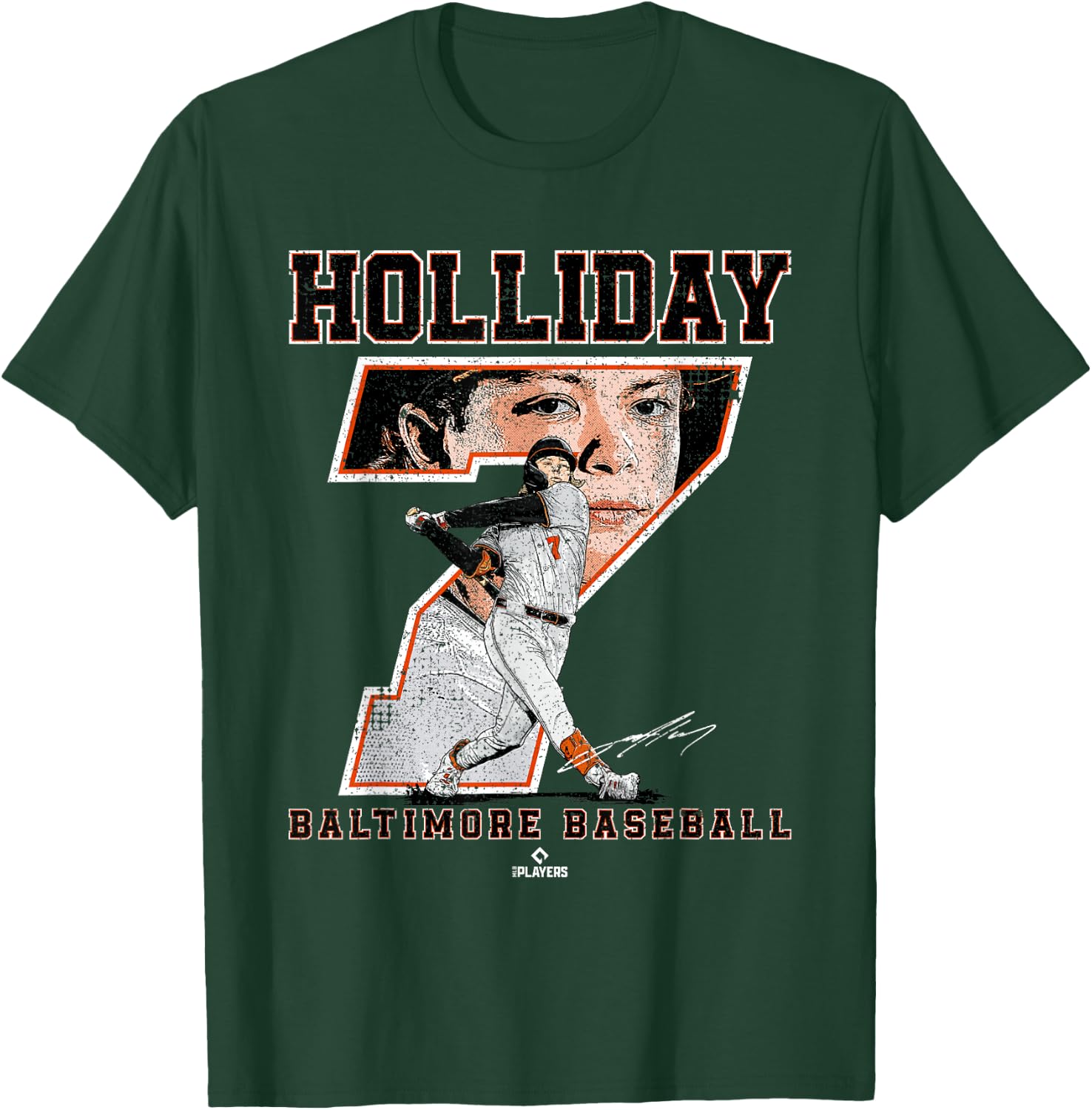 Number and Portrait Jackson Holliday Baltimore MLBPA T-Shirt - T-Shirt | Forest