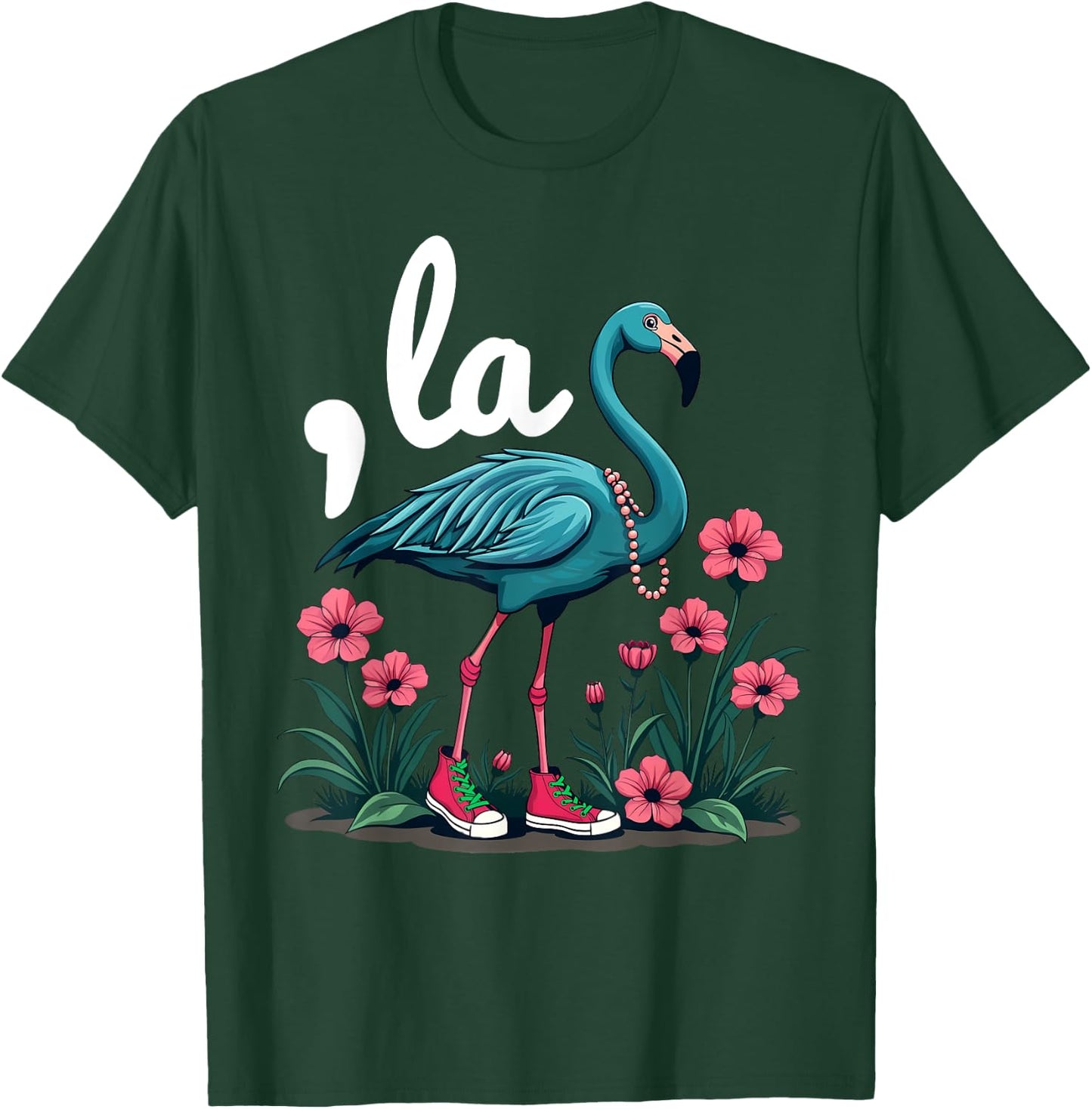 Retro Flamingo Chucks And Pearls Comma La Kamala Harris 2024 T-Shirt - T-Shirt | Forest