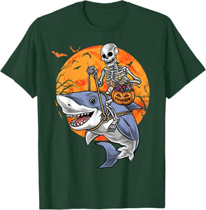 Halloween Skeleton Shark Kids Boys Girls T-Shirt - T-Shirt | Forest