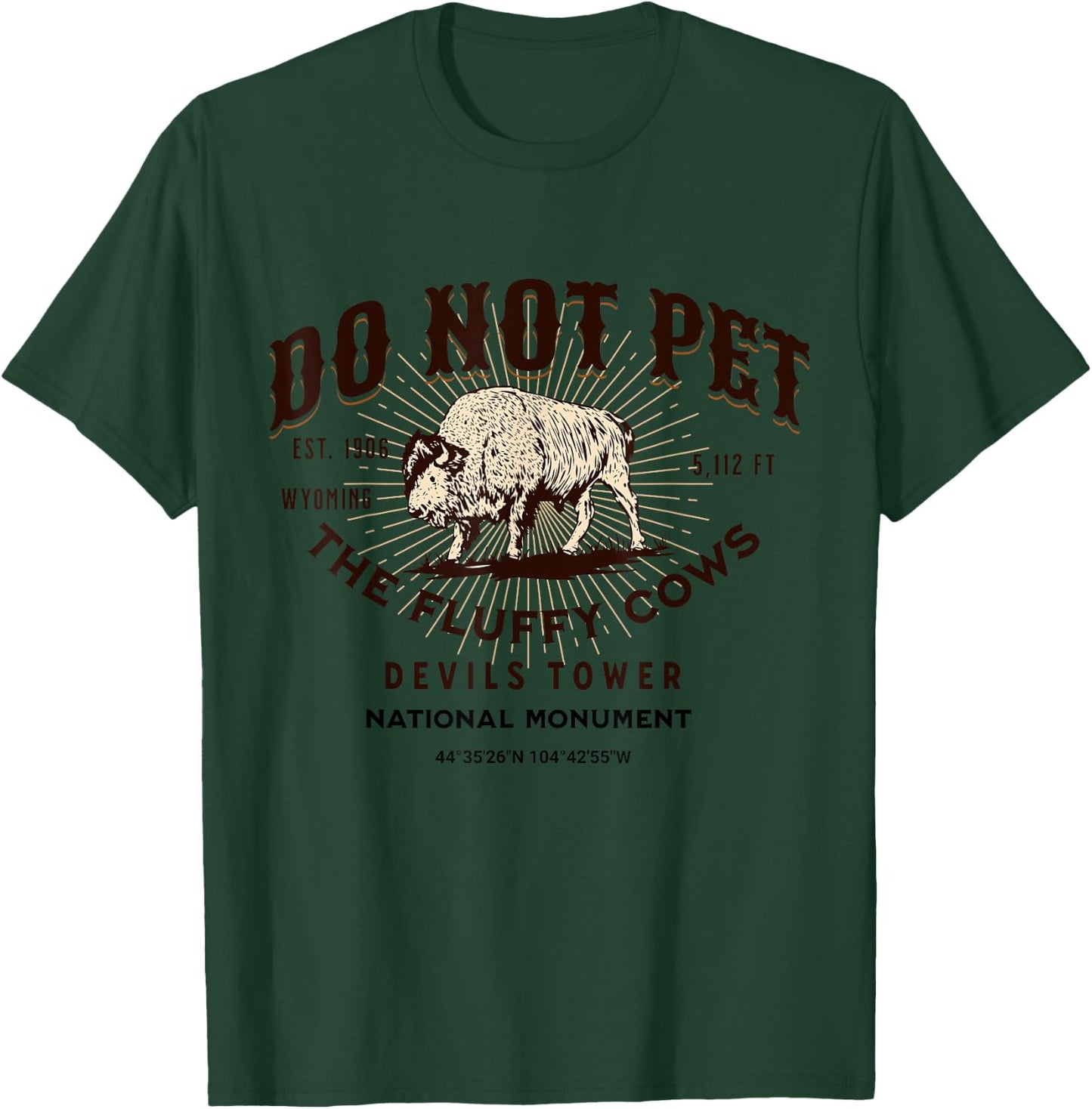 Devils Tower National Monument Wyoming Funny Bison T-Shirt - T-Shirt | Forest